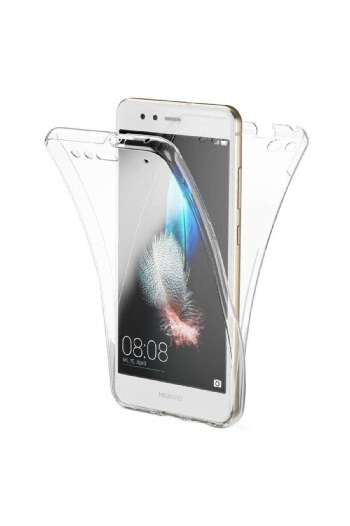 TezMax Huawei P10 Uyumlu 360° Ön Arka Tam Koruyucu Şeffaf Silikon Full Body Kılıf