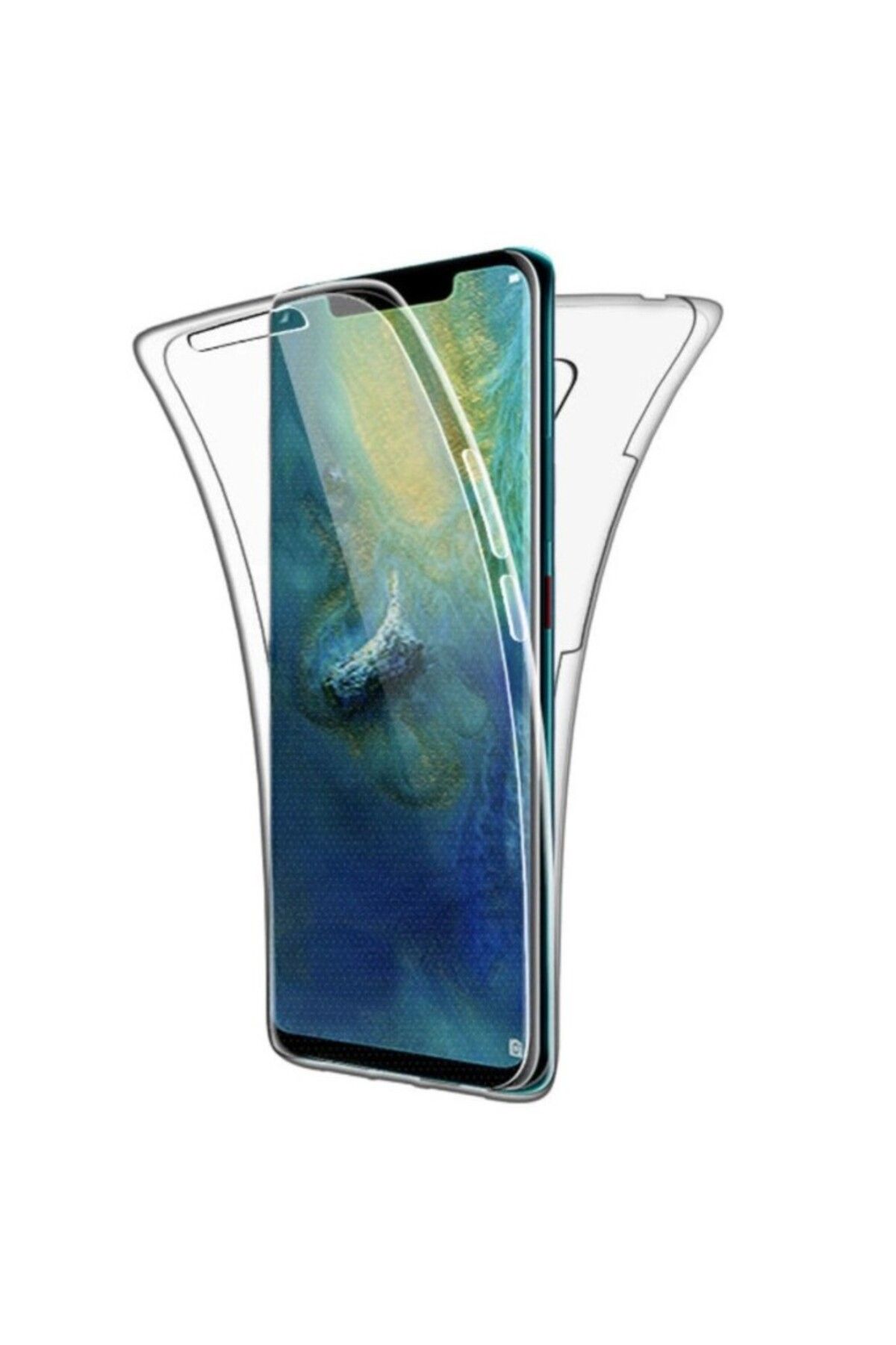 TezMax Huawei Mate 20 Pro Uyumlu 360° Ön Arka Tam Koruyucu Şeffaf Silikon Full Body Kılıf