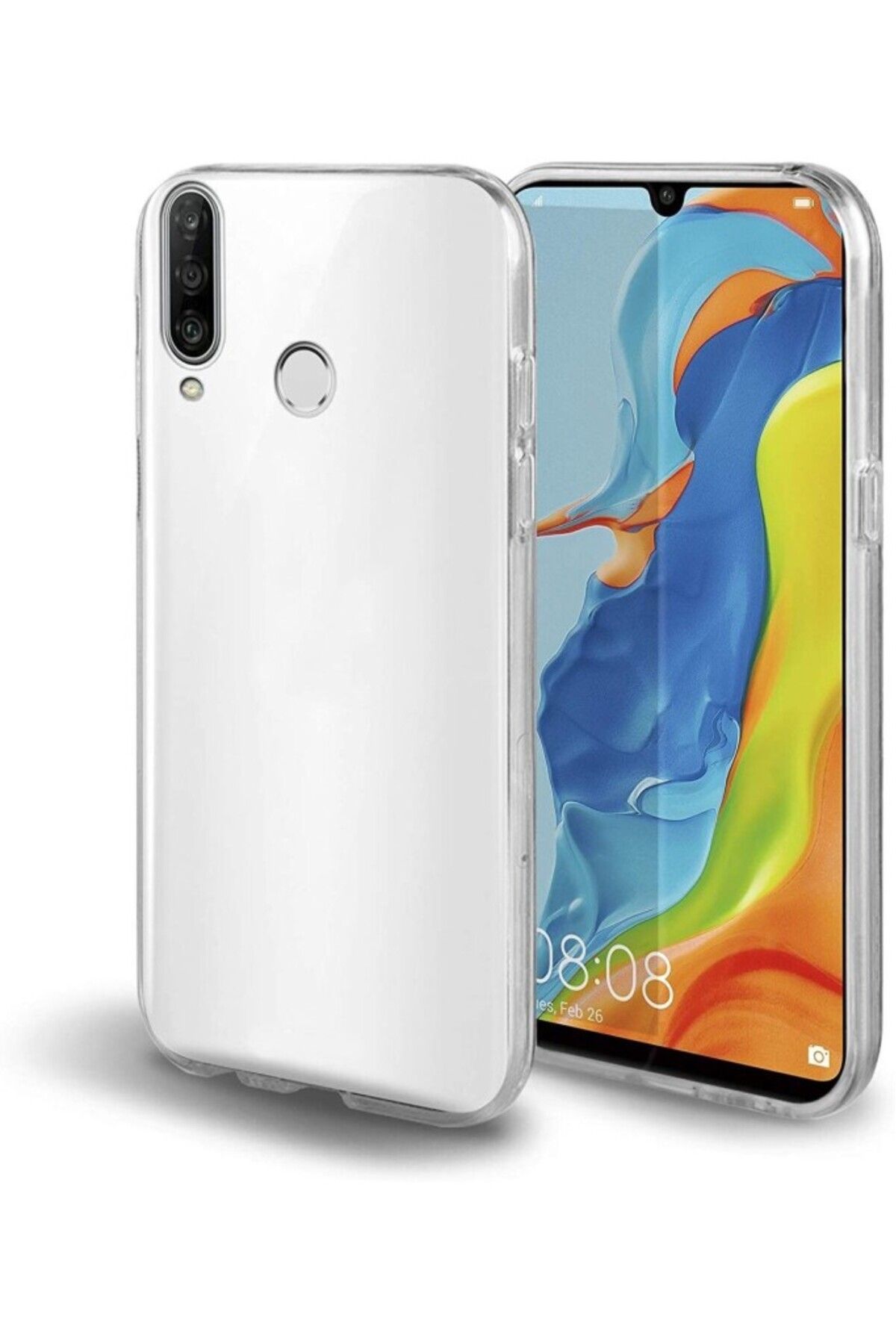 TezMax Huawei P30 Lite Uyumlu 360° Ön Arka Tam Koruyucu Şeffaf Silikon Full Body Kılıf