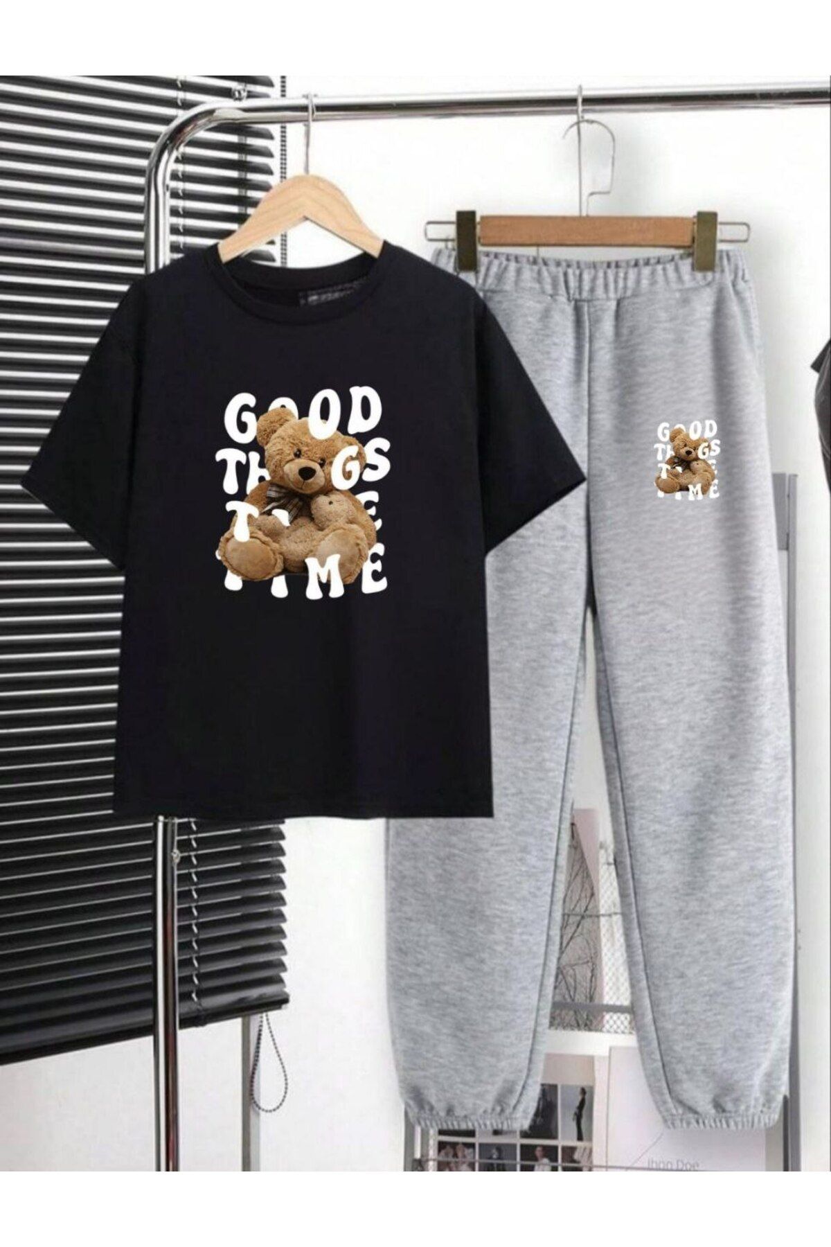 REBRAND Oversize Kadın T-shirt Uzun Pantolonlu Takımı Spor - Baskılı