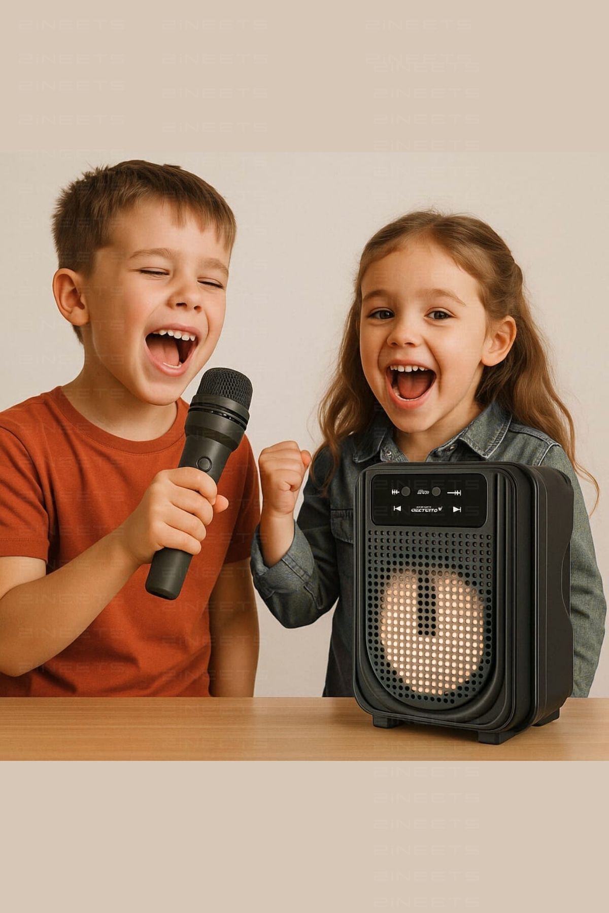 LEERFEI Işıklı Yüksek Ses Party Box Bluetooth Hoparlör Taşınabilir Şarjlı Ses Sistemi Kablosuz Karaoke Mic