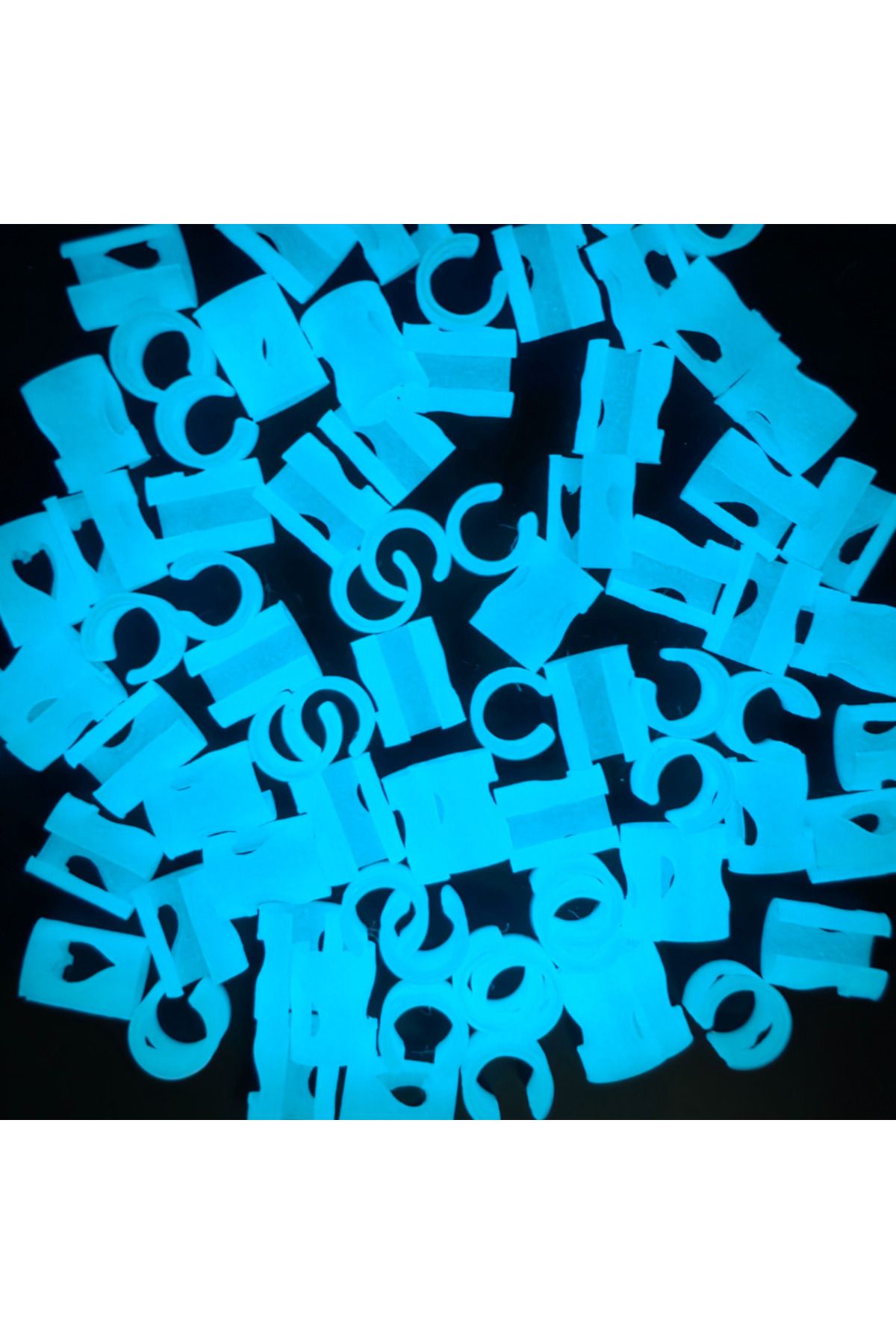 ZLBoutique-Set 50 de inele de păr, albastru fluorescent, cu aplicator, model inimă, 1x0.6cm, dreadlocks și împletitură 6