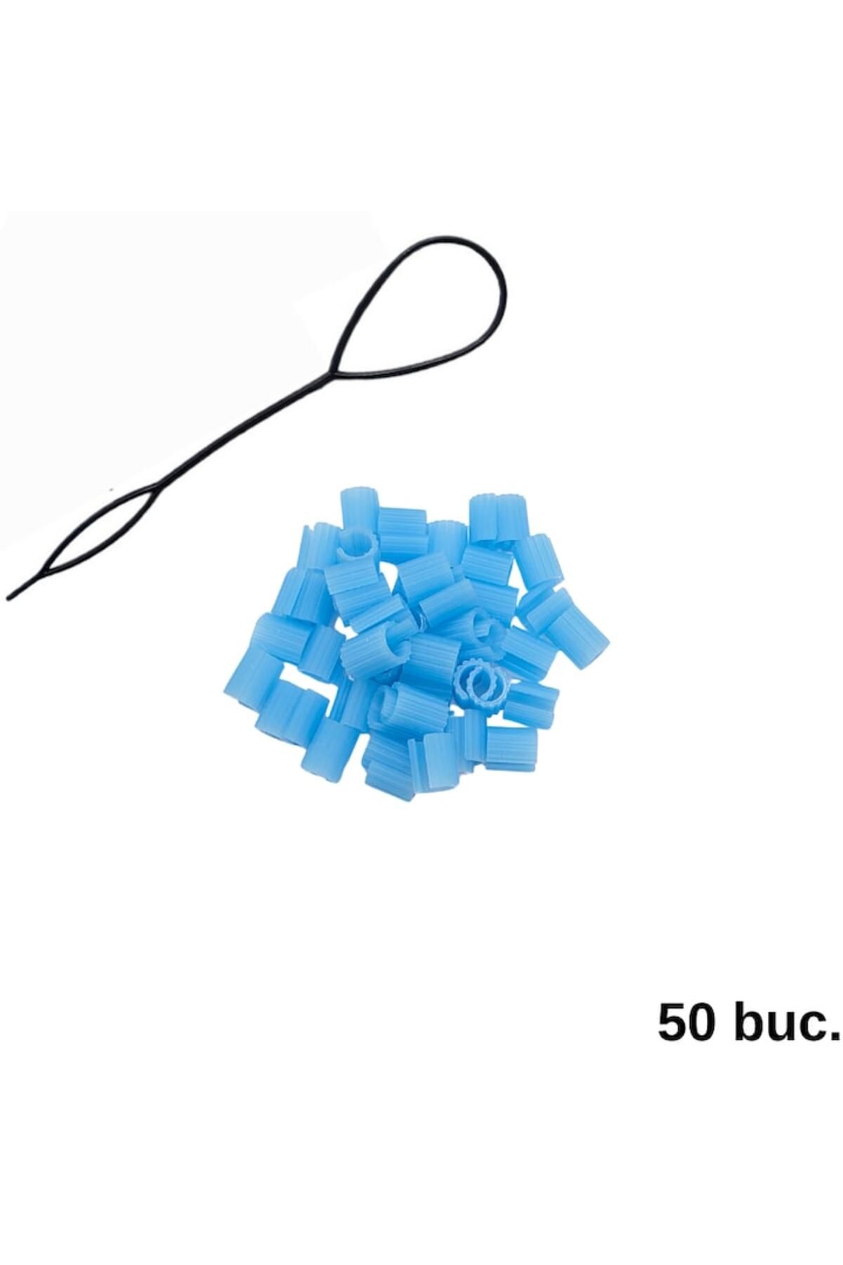 ZLBoutique-Set 50 Inele Păr Albastre Fosforescente Aplicator, 1cm X 0.6cm,decorații Pentru Păr, Cercel De Păr 5