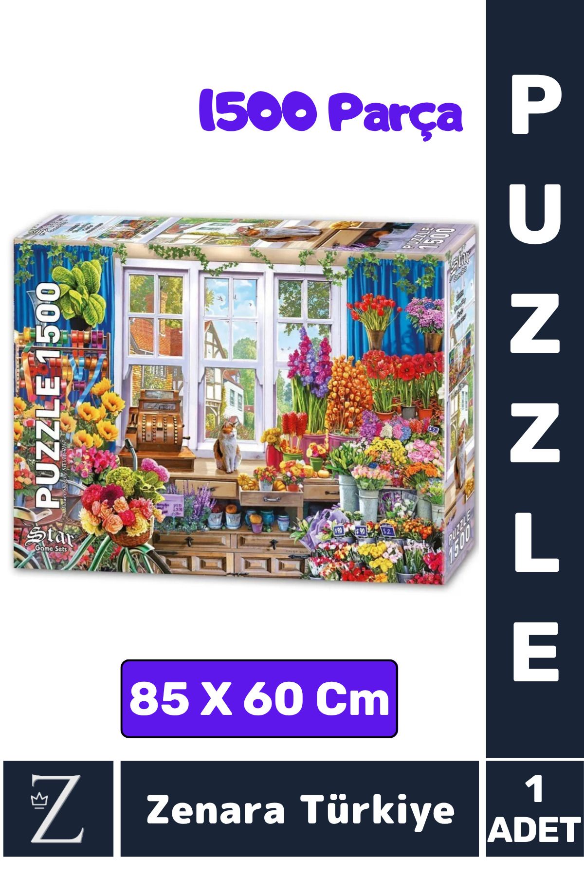 Zenara Eğlenceli Eğitici El Göz Görsel Algı Hafıza Beceri Geliştirici 1500 Parça PUZZLE ÇİÇEKÇİ