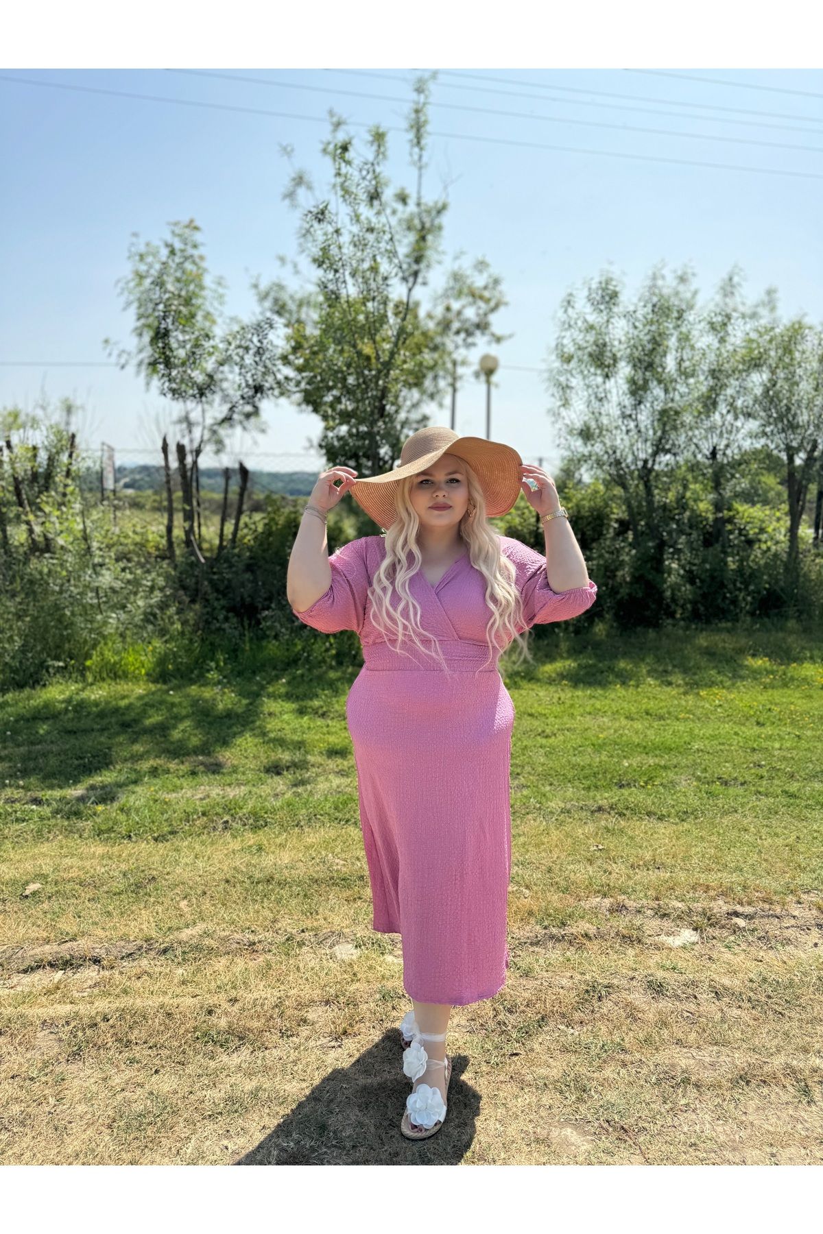 MODA Kruvaze gofre elbise