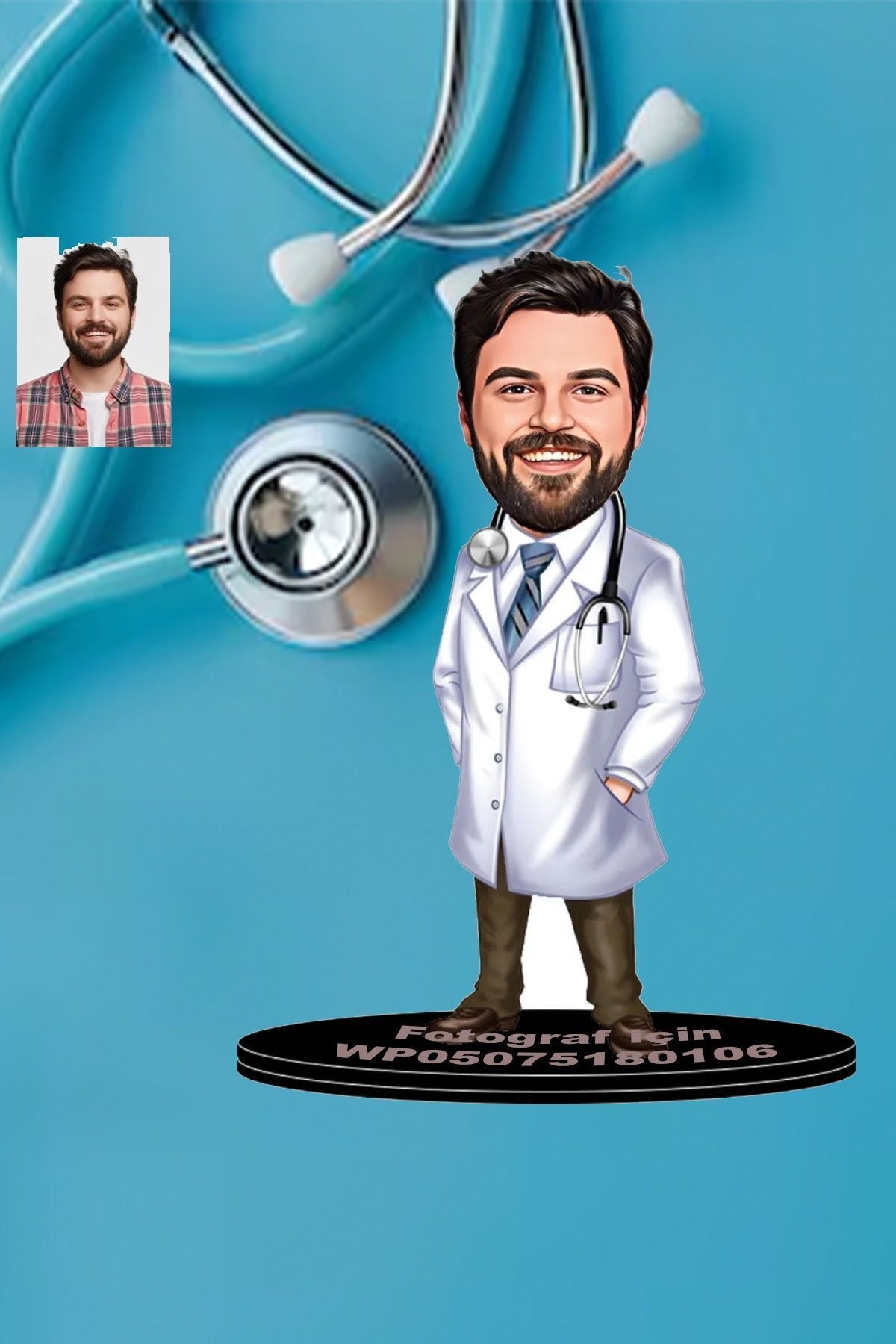 SerenityHaven Kişiye Özel Doktor Karikatürlü 3D Ahşap Biblo,Sevgiliye Hediye,Doğum Günü Hediyesİ,