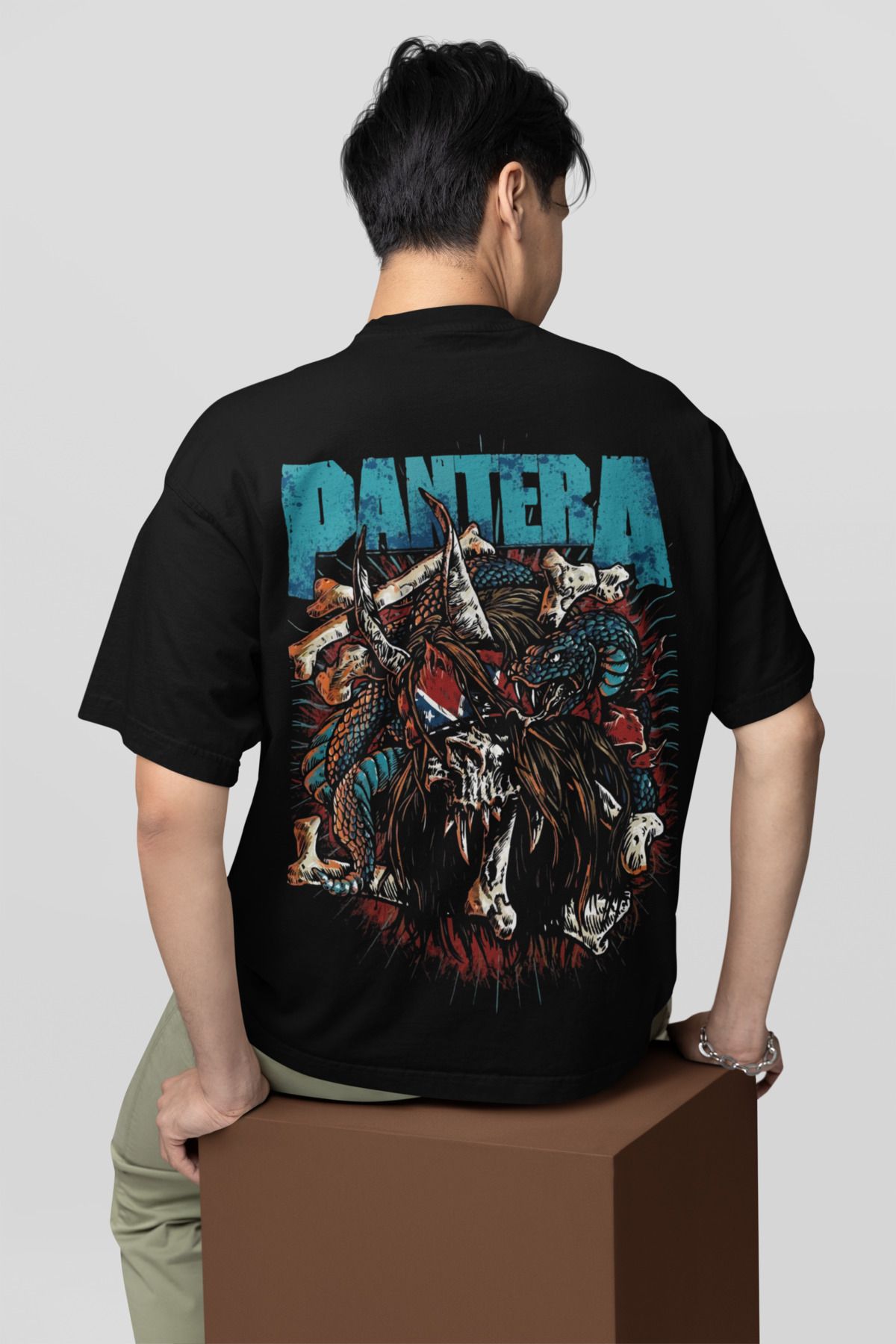 SEVBANO Pantera Rock Metal Müzik Grubu Baskılı Unisex Oversize Tişört