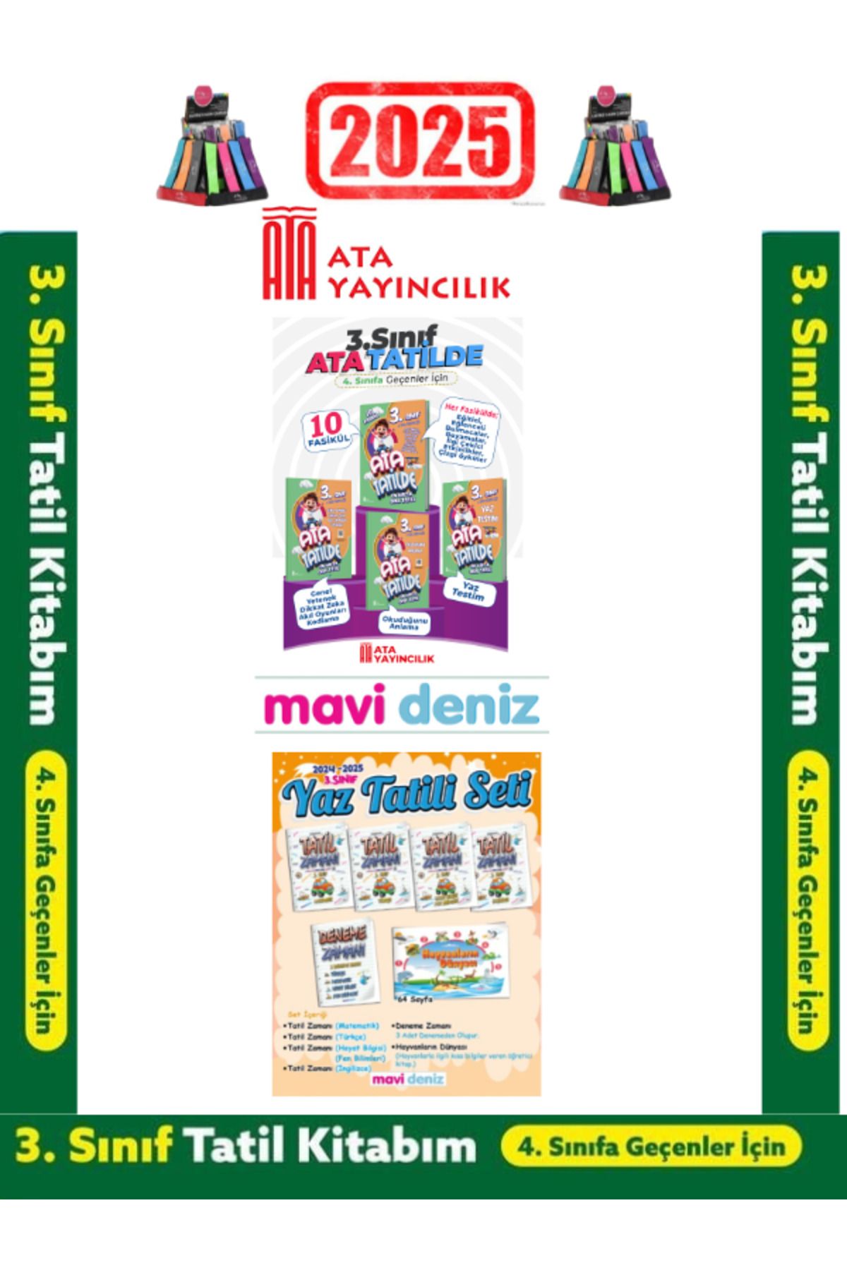 Fenomen Yayıncılık Ata Yayıncılık 3.Sınıf Yaz Tatil 10 Hafta+Mavi Deniz 3.Sınıf Yaz Tatil Seti+Android Kalem