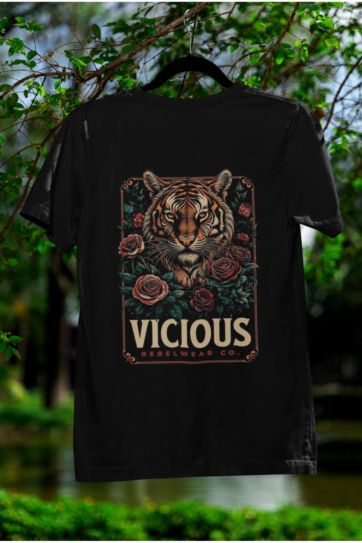 MAGORS VICIOUS SIRT BASKILI BİSİKLET YAKA PAMUKLU OVERSIZE KALIP KISA KOLLU UNISEX TSHIRT