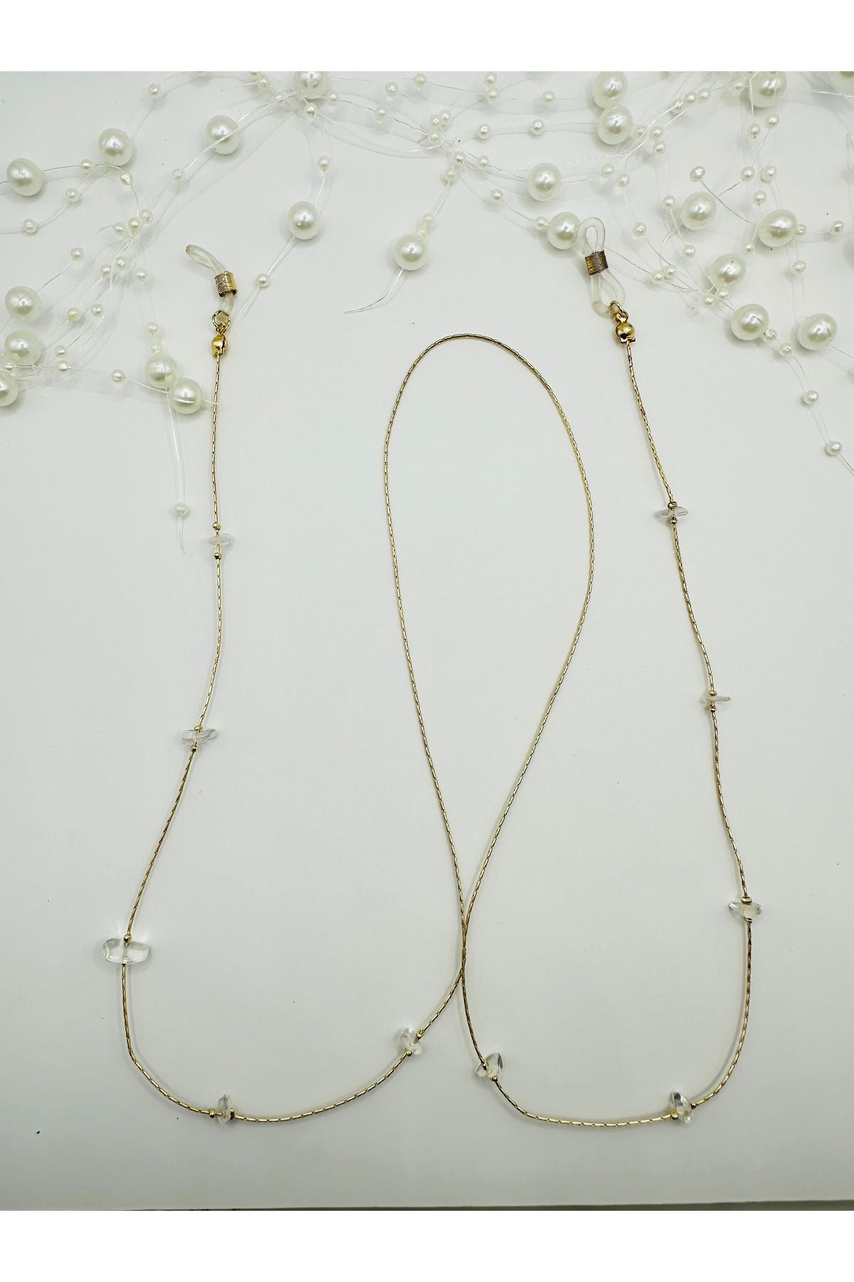 FASHION 316L Çelik Gold Zincirli Doğal Taş Detaylı Gözlük Zinciri