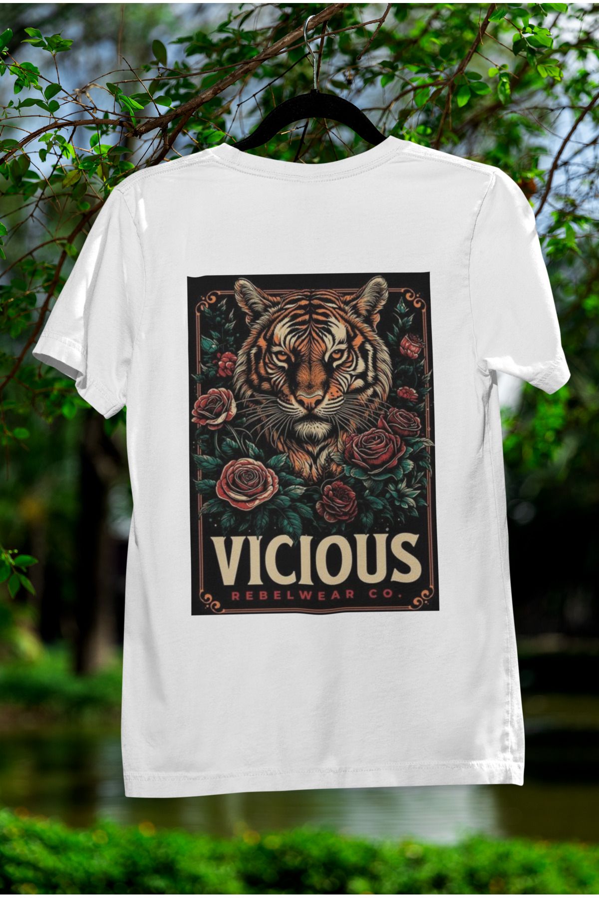 MAGORS VICIOUS SIRT BASKILI BİSİKLET YAKA PAMUKLU OVERSIZE KALIP KISA KOLLU UNISEX TSHIRT