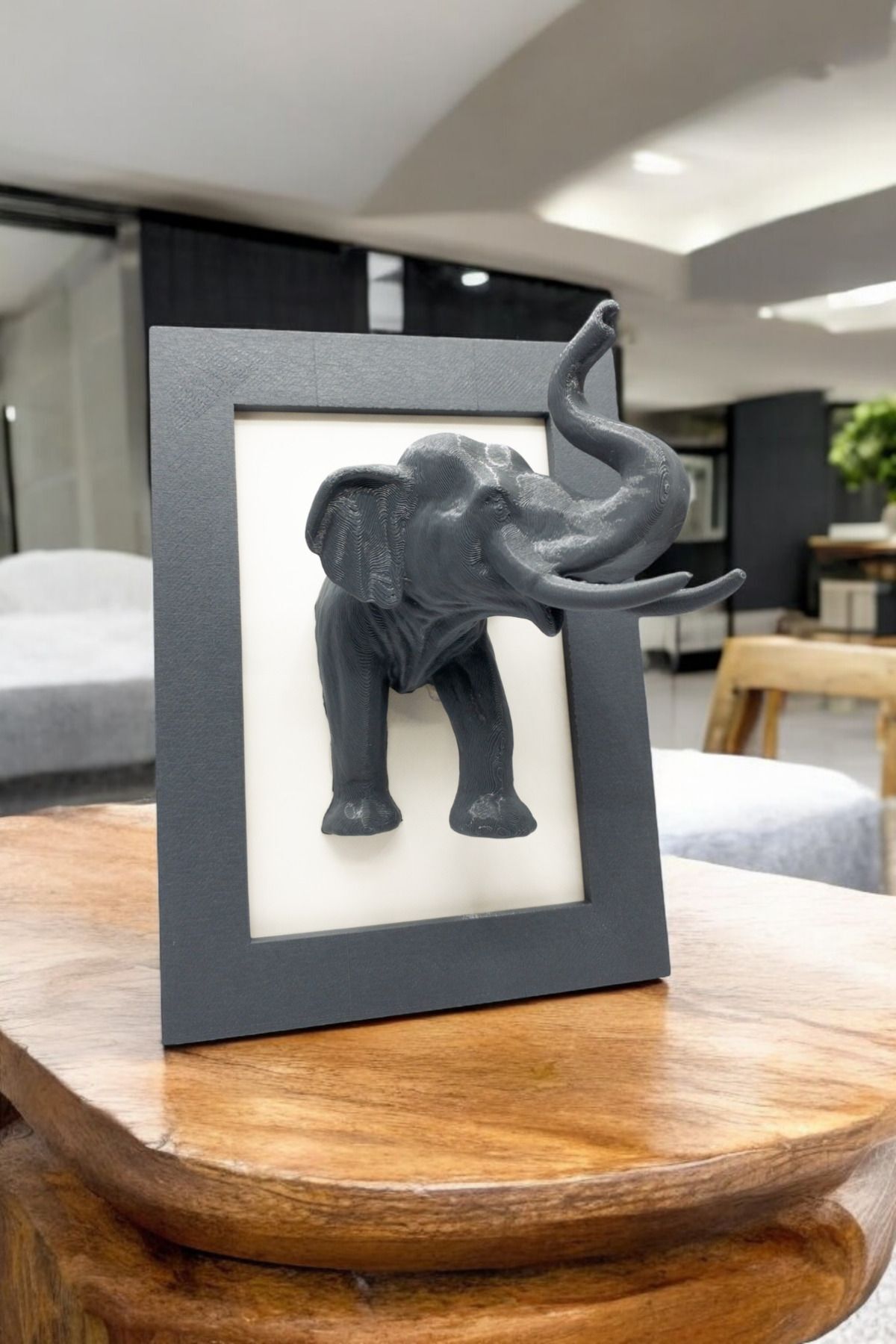 SerenityHaven Zarif Fil Figürlü 3d Çerçeve - Şık Masaüstü Ve Duvar Dekoru 15cm