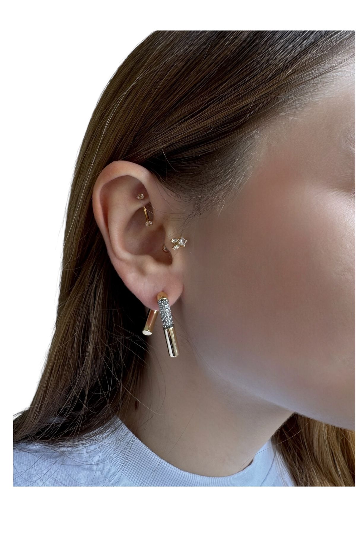 Gilia Jewelry Zirkon Taşlı Tasarım Küpe