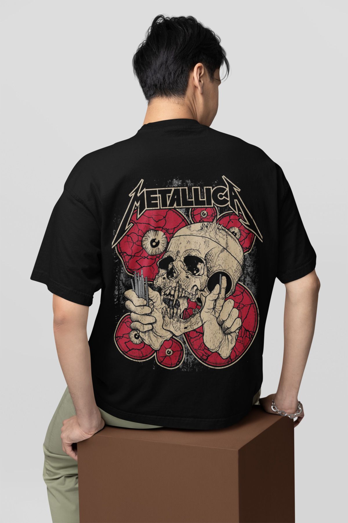 SEVBANO Metallica Rock Metal Baskılı Unisex Oversize Müzik Grubu Tişört