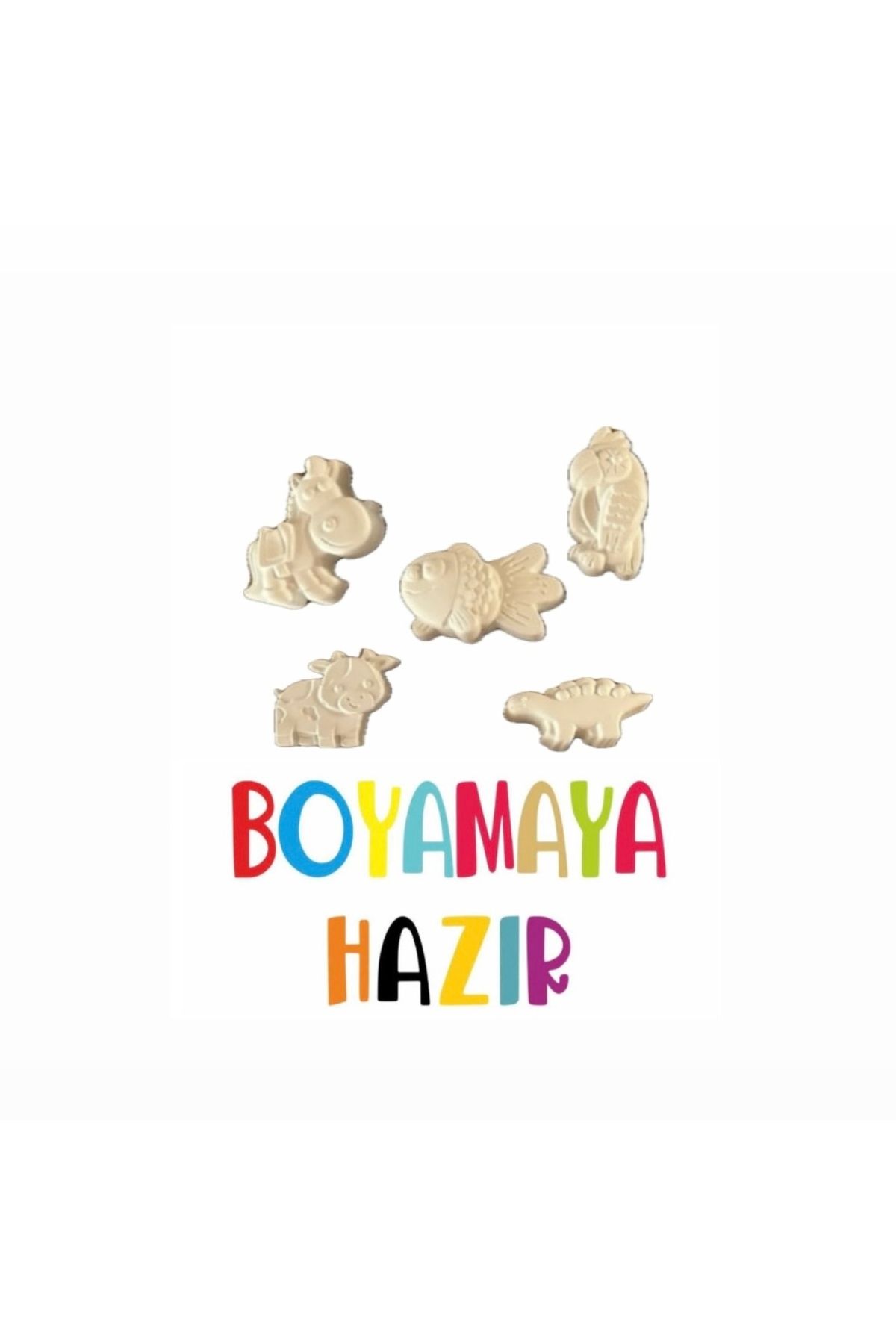 HOBİ 5 adet boyanabilir 3D doğal taş objeler, 6’lı şerit boya ve fırça (Tüm set)