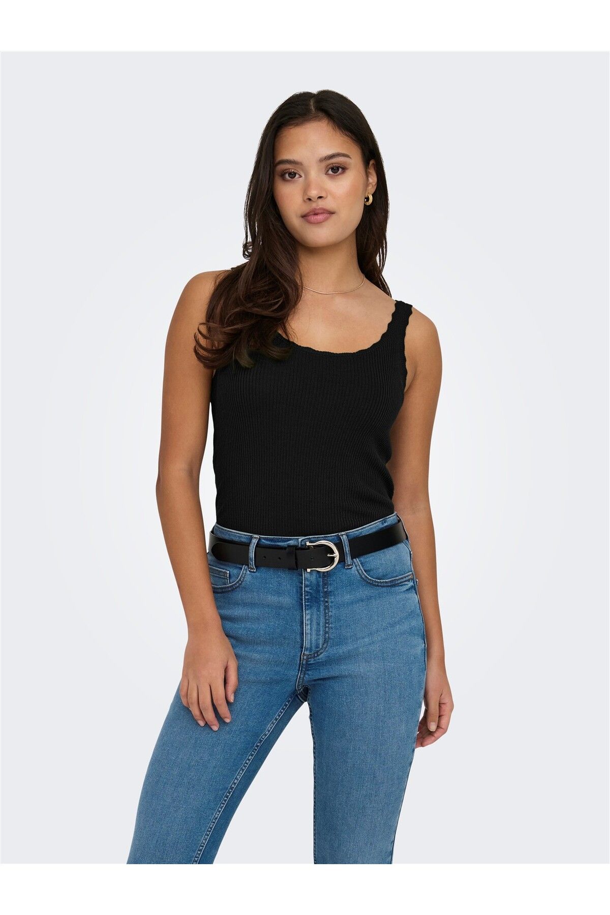 ONLY ONLGEMMA SL U-NECK KNT NOOS Kadın Siyah Kazak - 15314659