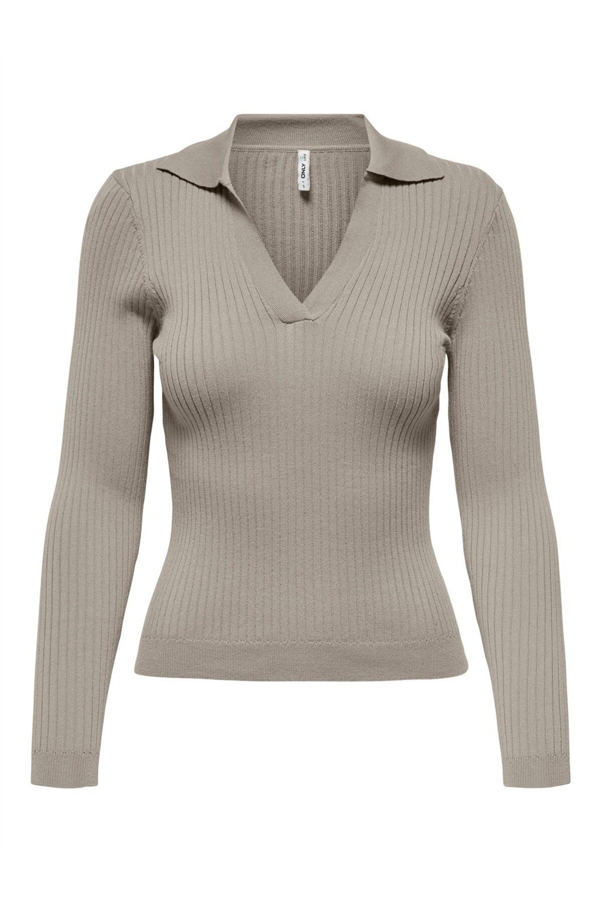 ONLY ONLNIMA LIFE LS POLO PULLOVER CC KNT Kadın Gri Kazak - 15344231