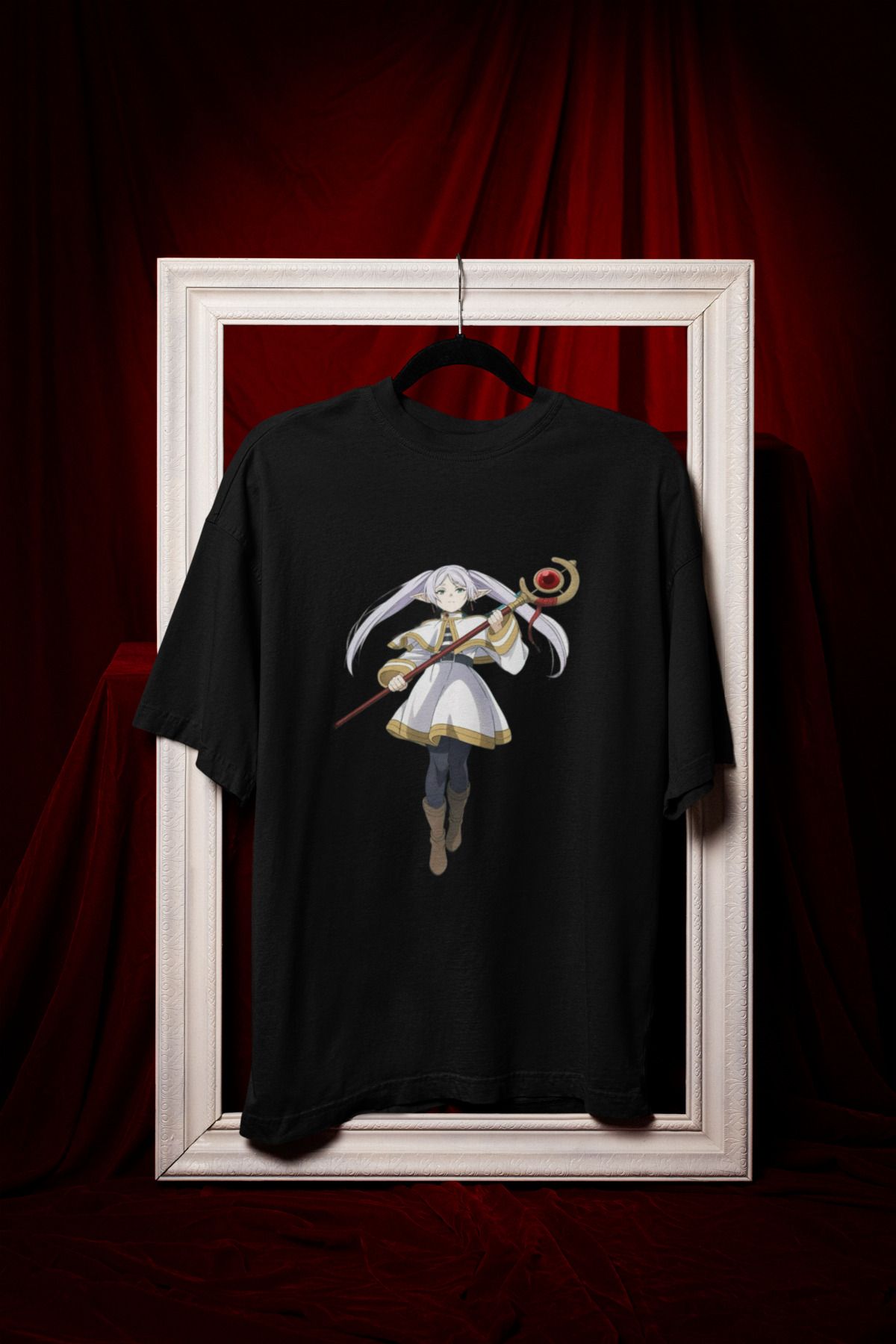 MAGORS ASALI ANIME KIZ BASKILI BİSİKLET YAKA PAMUKLU OVERSIZE KALIP KISA KOLLU KADIN TSHIRT