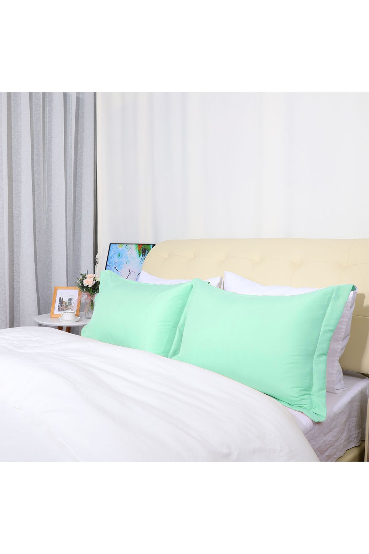 Guloglu Home Florya Touch 2’li Volanlı %100 Pamuk Yastık Kılıfı – 50x70 cm - Mint