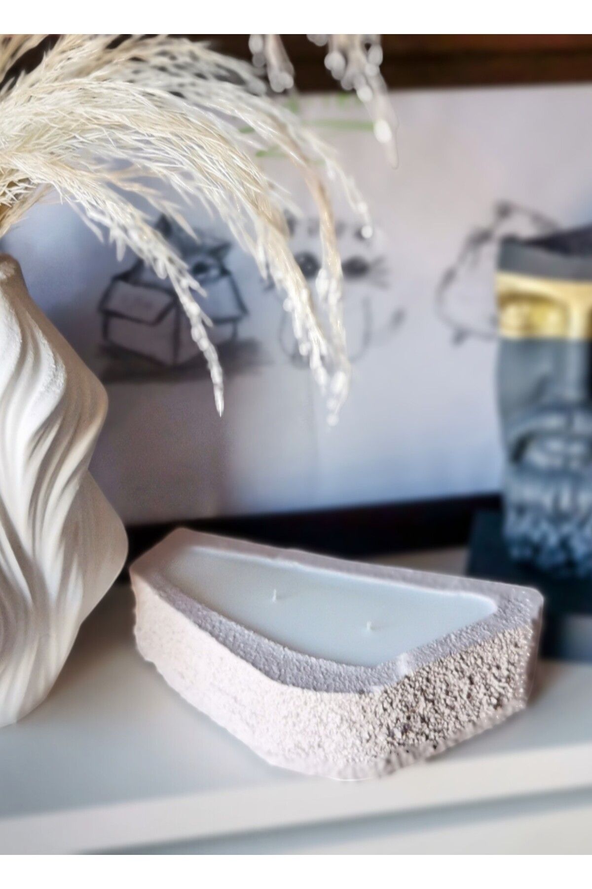 FS CANDLE & HOME Decoration - Accesories NeóRocher Kaya Mum - Dekoratif ve Hediyelik Kaya Görünümlü Kokulu Organik Soya Mumu