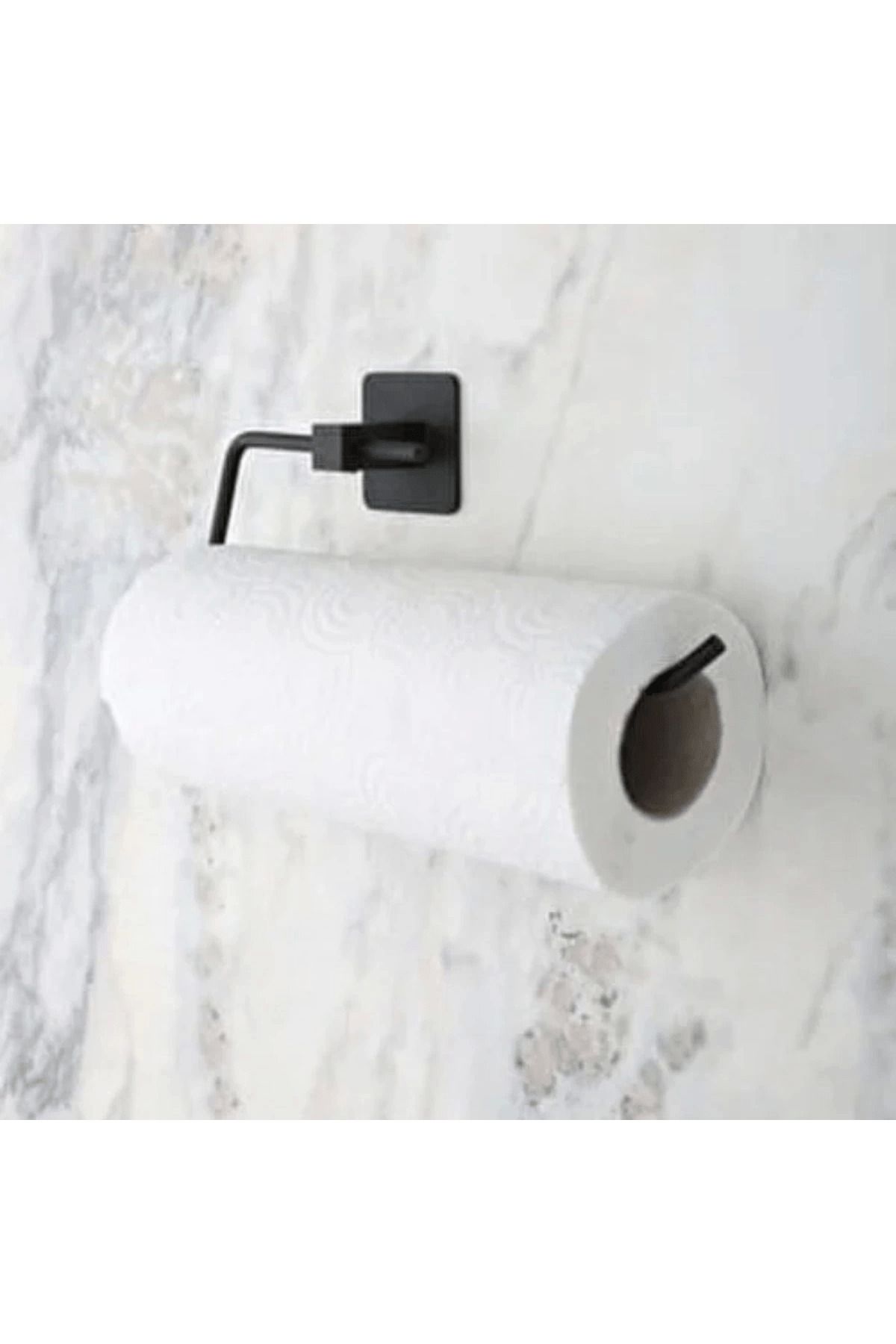 merland benvecocuk Kendiliğinden Yapışkanlı Siyah Paslanmaz Metal Rulo Havluluk Aparat ( Lisinya )