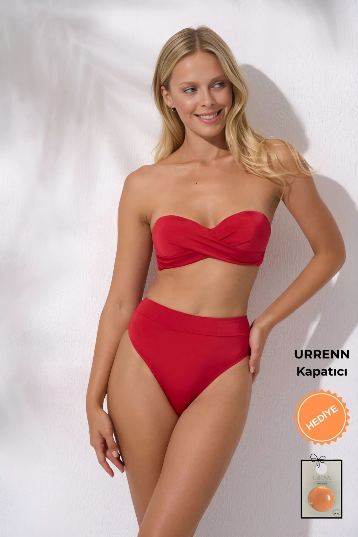 Pierre Cardin Düğüm Detaylı Yüksek Bel Dolgulu Straplez -Urrenn Kapatıcı - 2025 Yeni Sezon Bikini Takımı