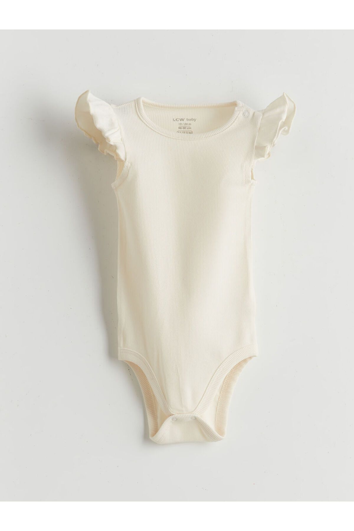LC Waikiki LCW baby Ekru Bisiklet Yaka Basic Kız Bebek Çıtçıtlı Bodysuit