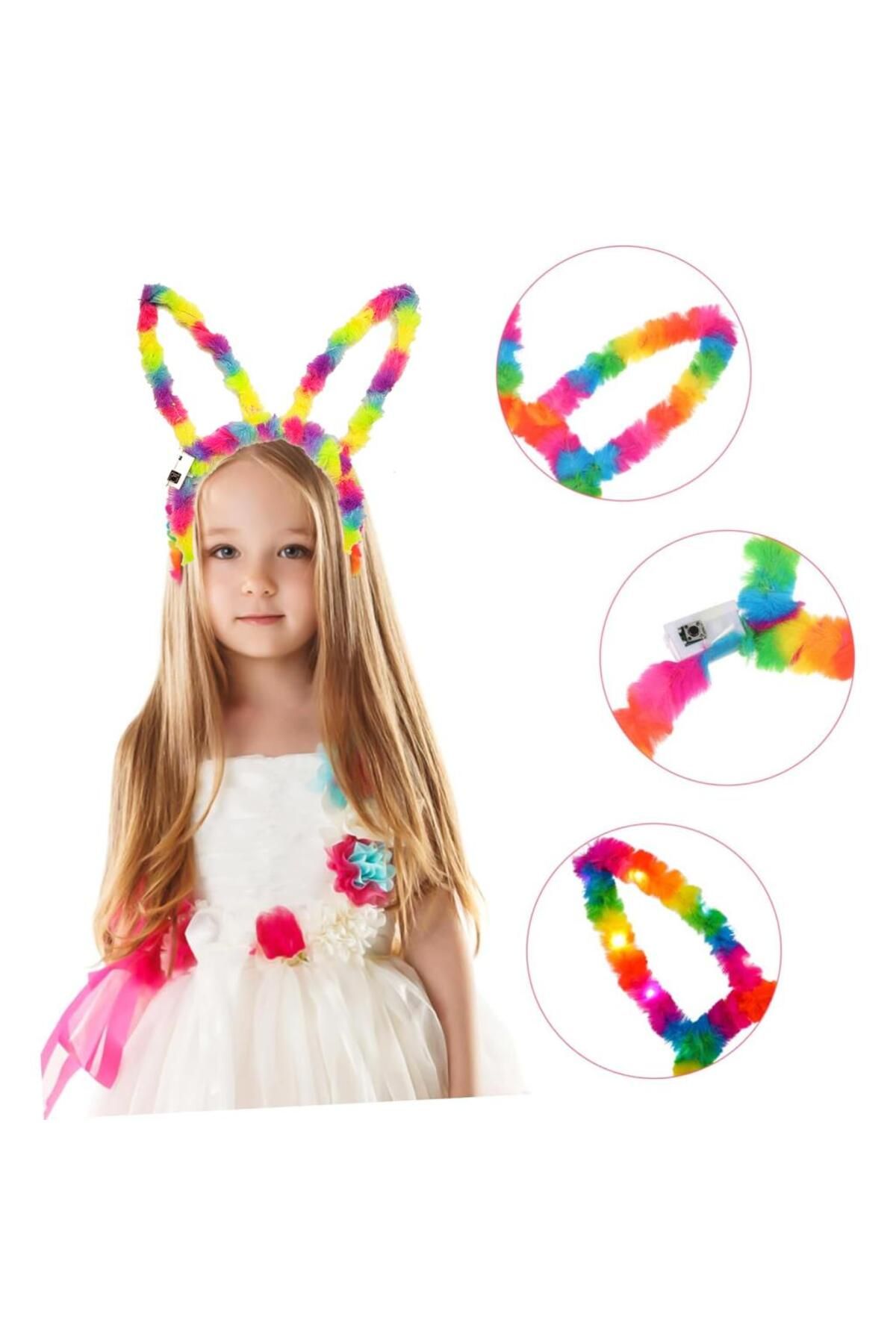 Kanonik Education Fiber Optik LED'li Gökkuşağı Tavşan Kulak 17x23 cm
