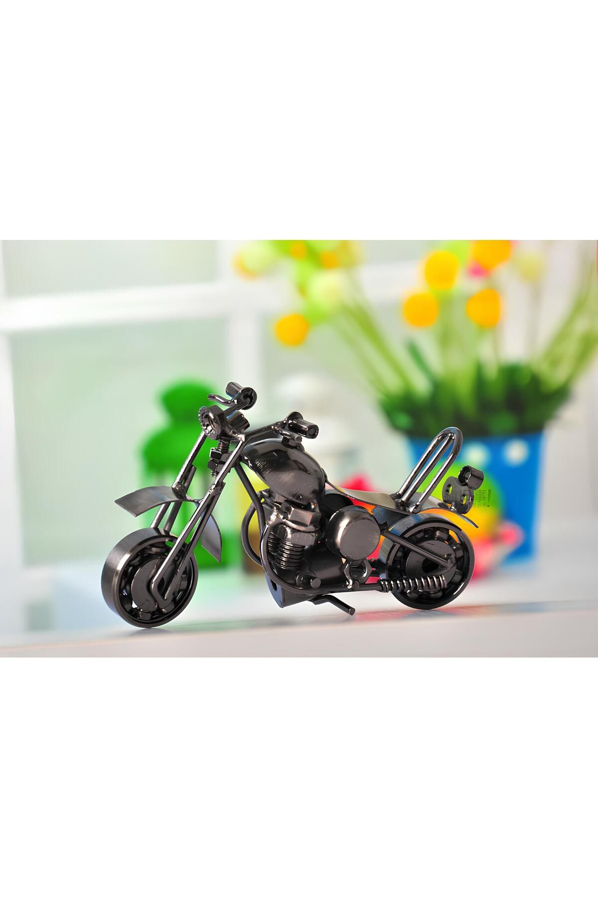 Wolawood El Yapımı Metal Motorsiklet Biblo Dekoratif Retro Masaüstü Motor Aksesuarı Hediyelik Koleksiyon
