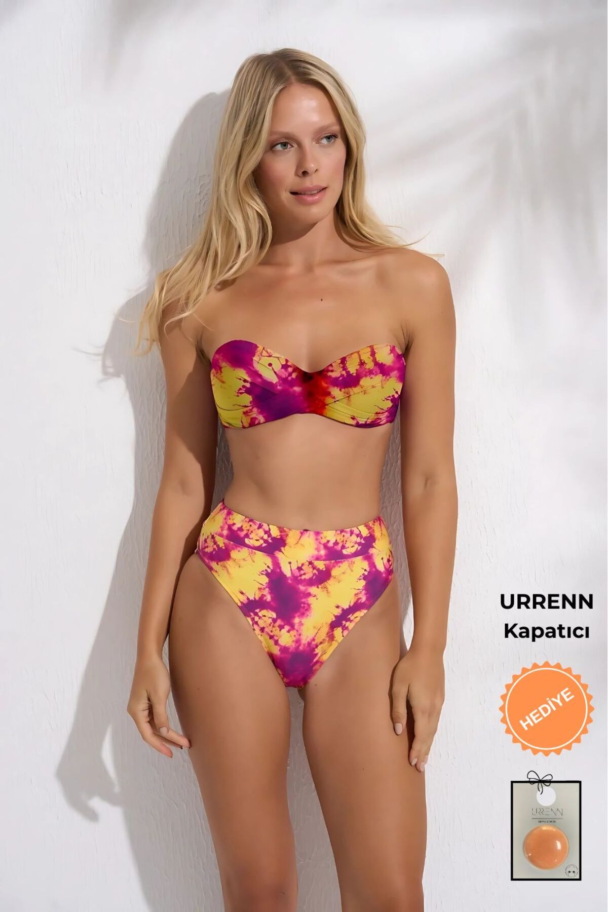 Pierre Cardin Düğüm Detaylı Yüksek Bel Dolgulu Straplez -urrenn Kapatıcı Hediyeli - 2025 Bikini Takımı