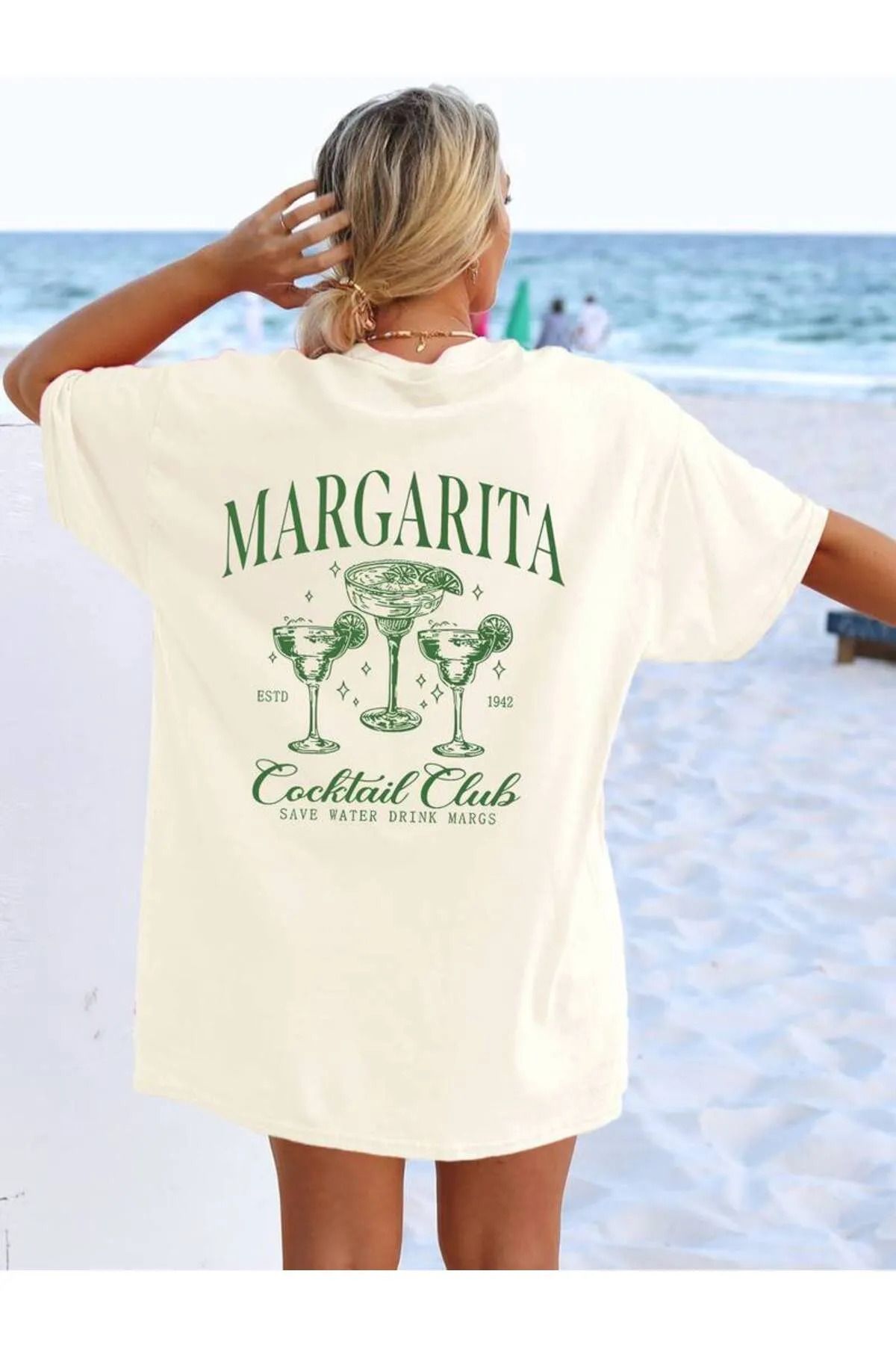 Marco Fresco Margarita Kokteyl Baskılı Oversize T-shirt