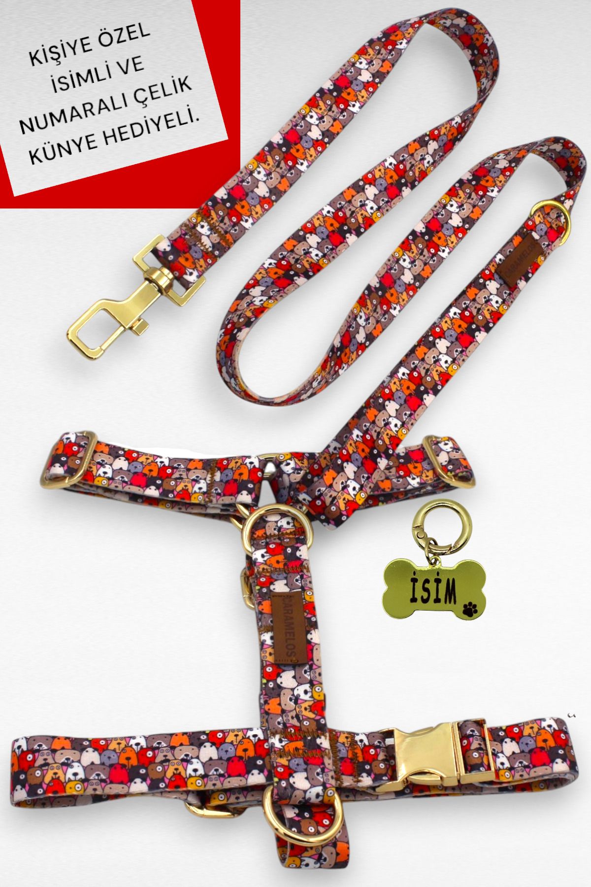CARAMELOS KÖPEK TASMASI- KÖPEK TASMA SETİ- İSİMLİ TASMA-ORTA VE BÜYÜK IRK KÖPEK TASMA-KİŞİYE ÖZEL TASMA