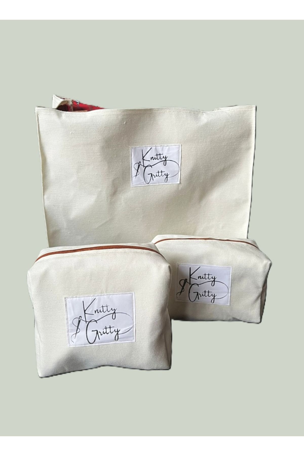 SECKİNELK Knitty Gritty Kadın Omuz Çantası, Çok Amaçlı Çanta Seti Haki, Kahverengi, Krem,Kırmızı,Siyah,Turuncu
