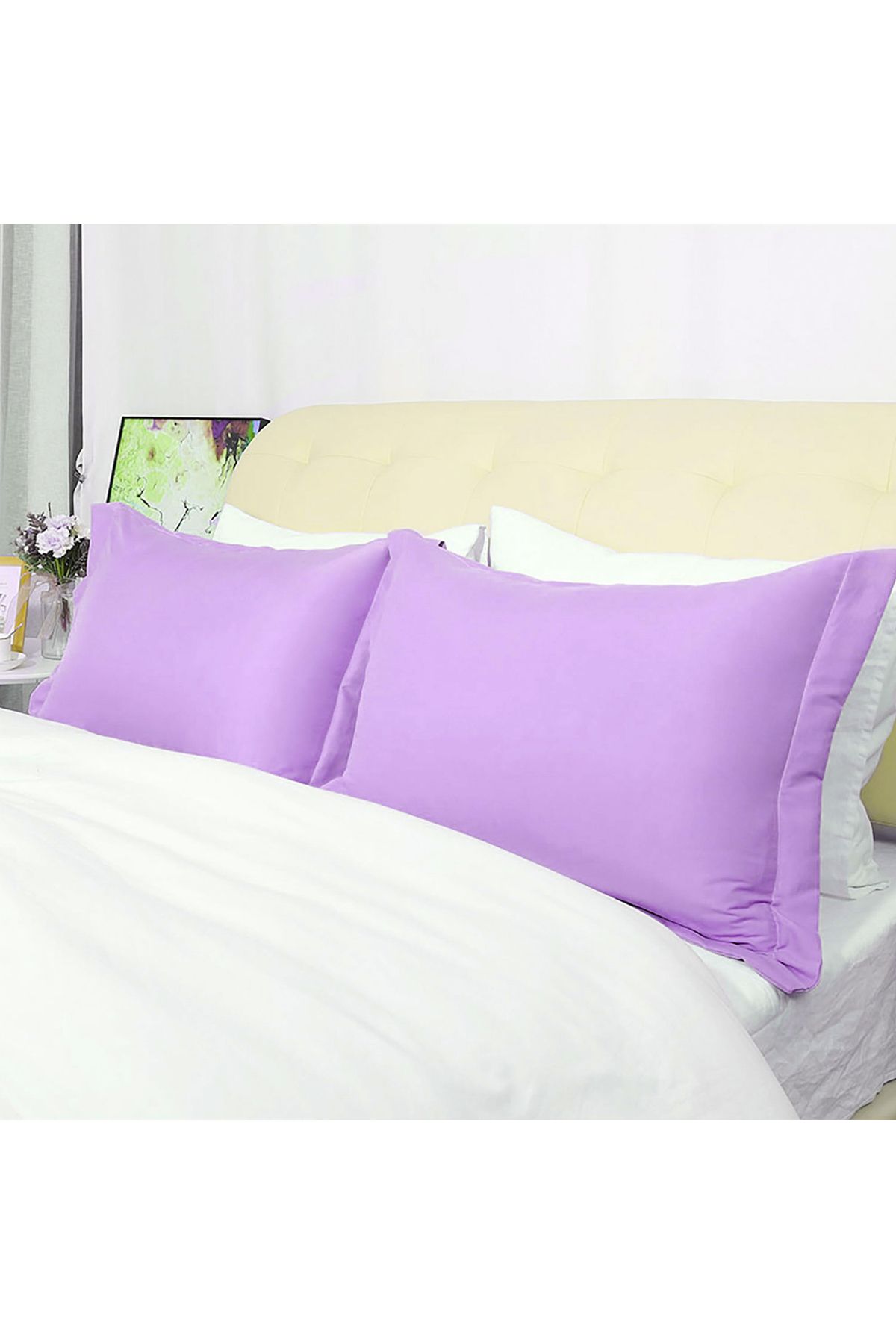 Guloglu Home Florya Touch 2’li Volanlı %100 Pamuk Yastık Kılıfı – 50x70 cm - Lila