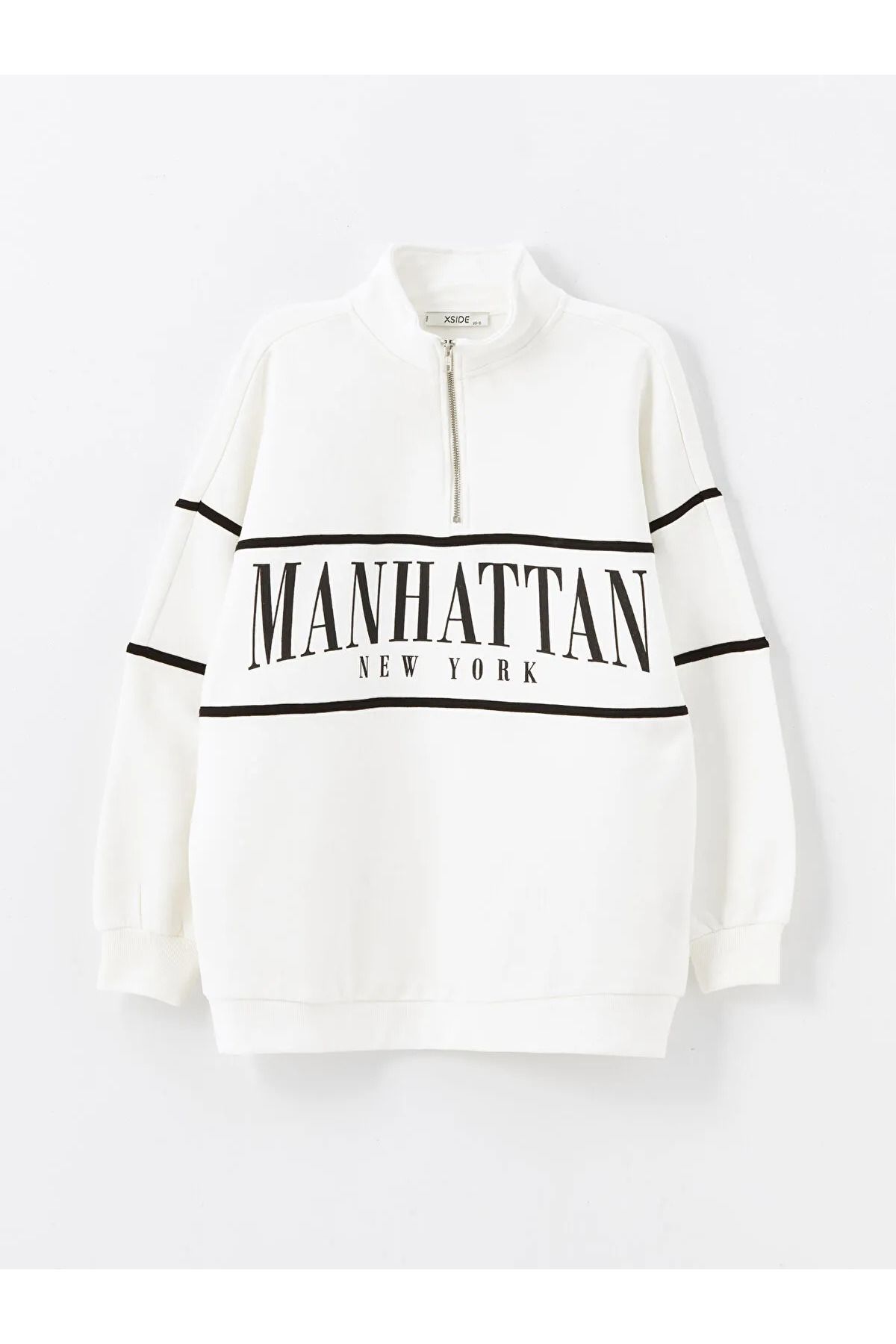 LC Waikiki Dik Yaka Baskılı Oversize Kadın Sweatshirt