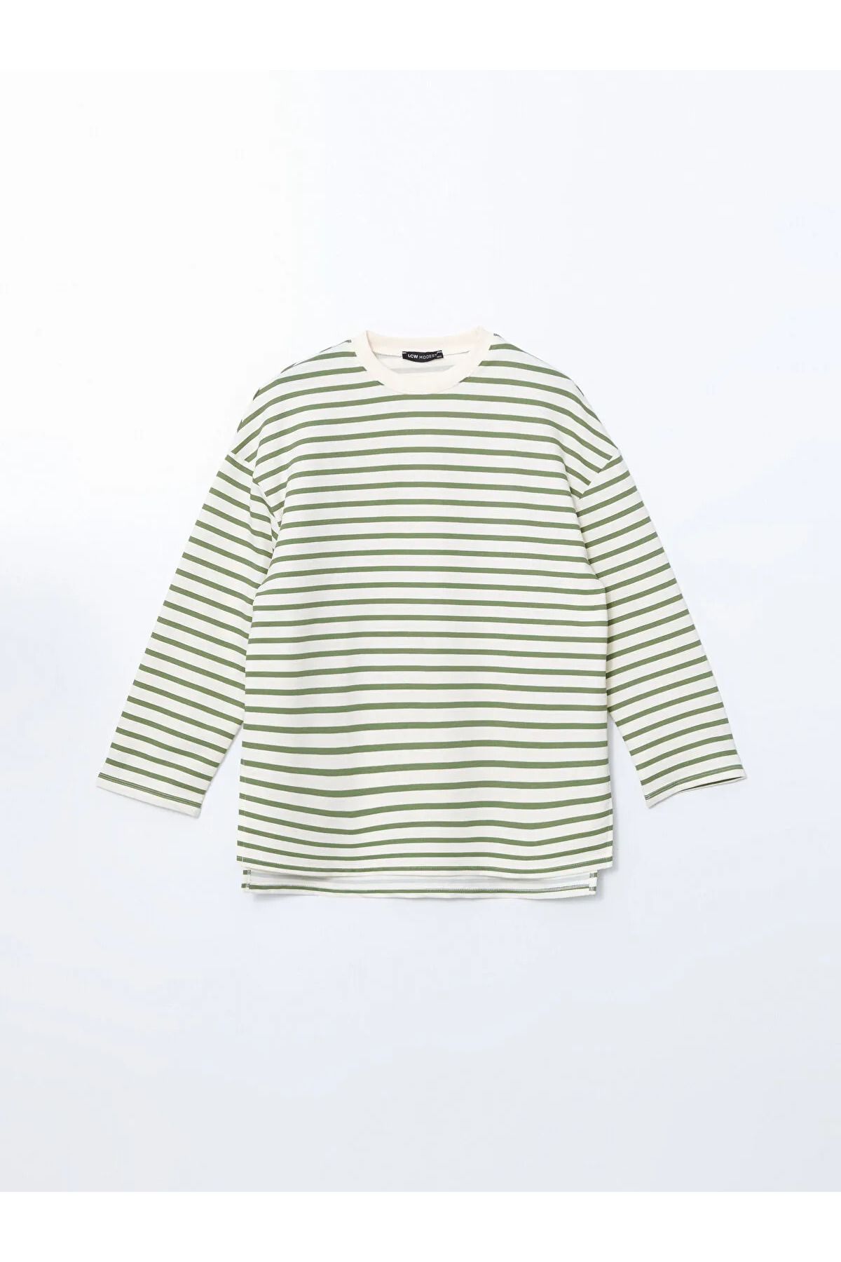 LC Waikiki Çizgili Oversize Kadın Sweatshirt Tunik