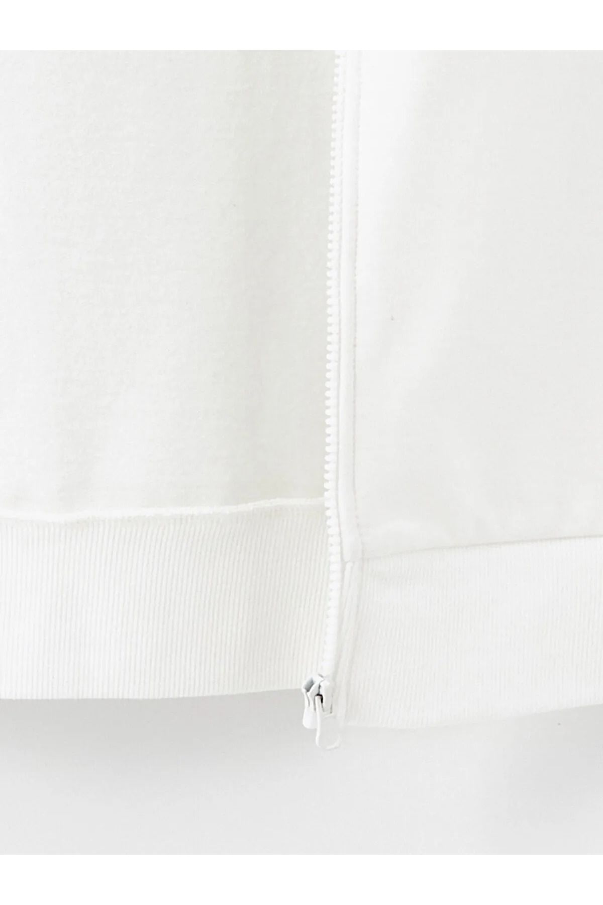 LC Waikiki Kapüşonlu Baskılı Uzun Kollu Kadın Fermuarlı Sweatshirt