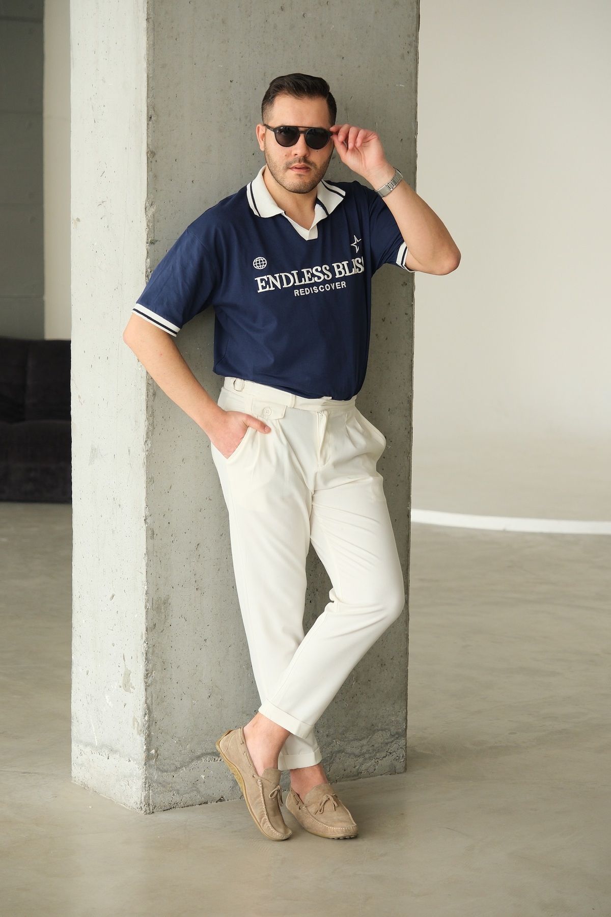 RAMFASHİON Endlees Lacivert Polo Yaka T-Shirt