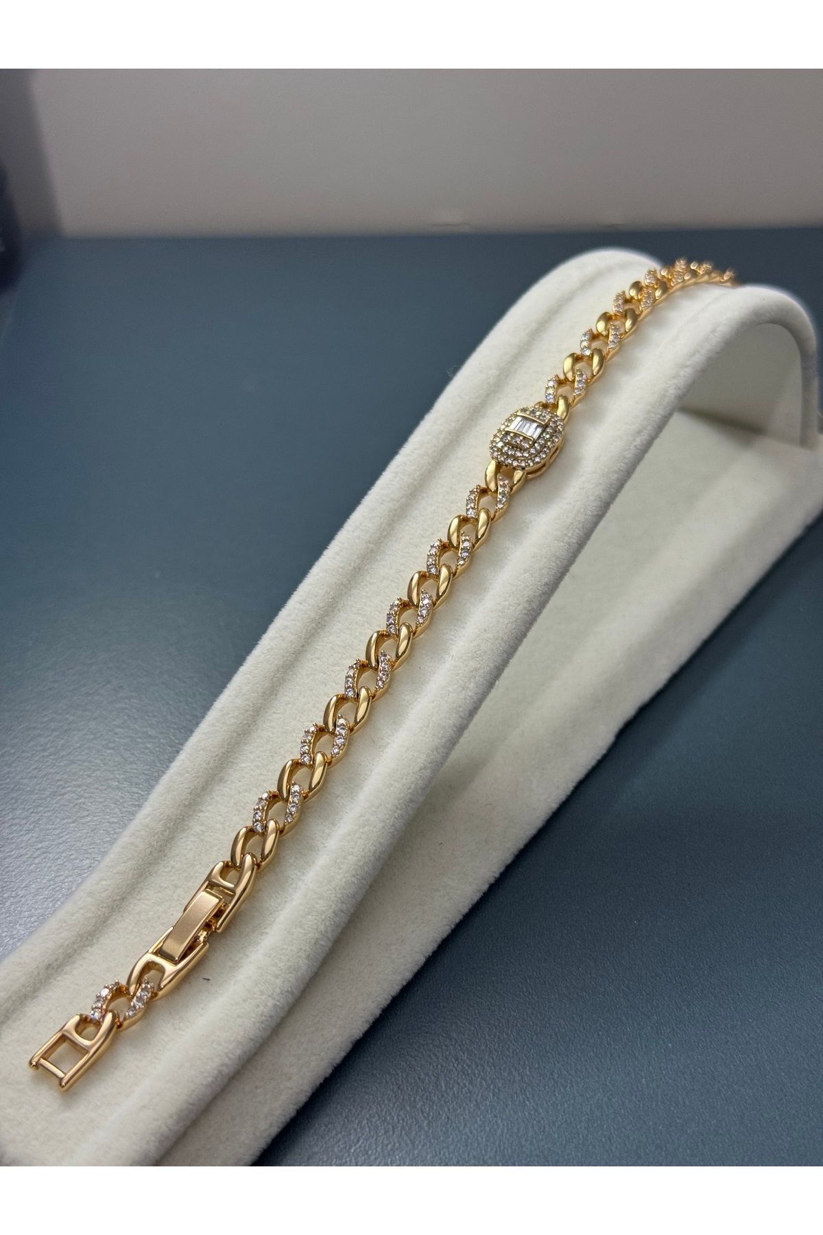 XUPING JEWELRY 316L bagetli zirkon taşlı çelik bileklik paslanmaz kararmaz