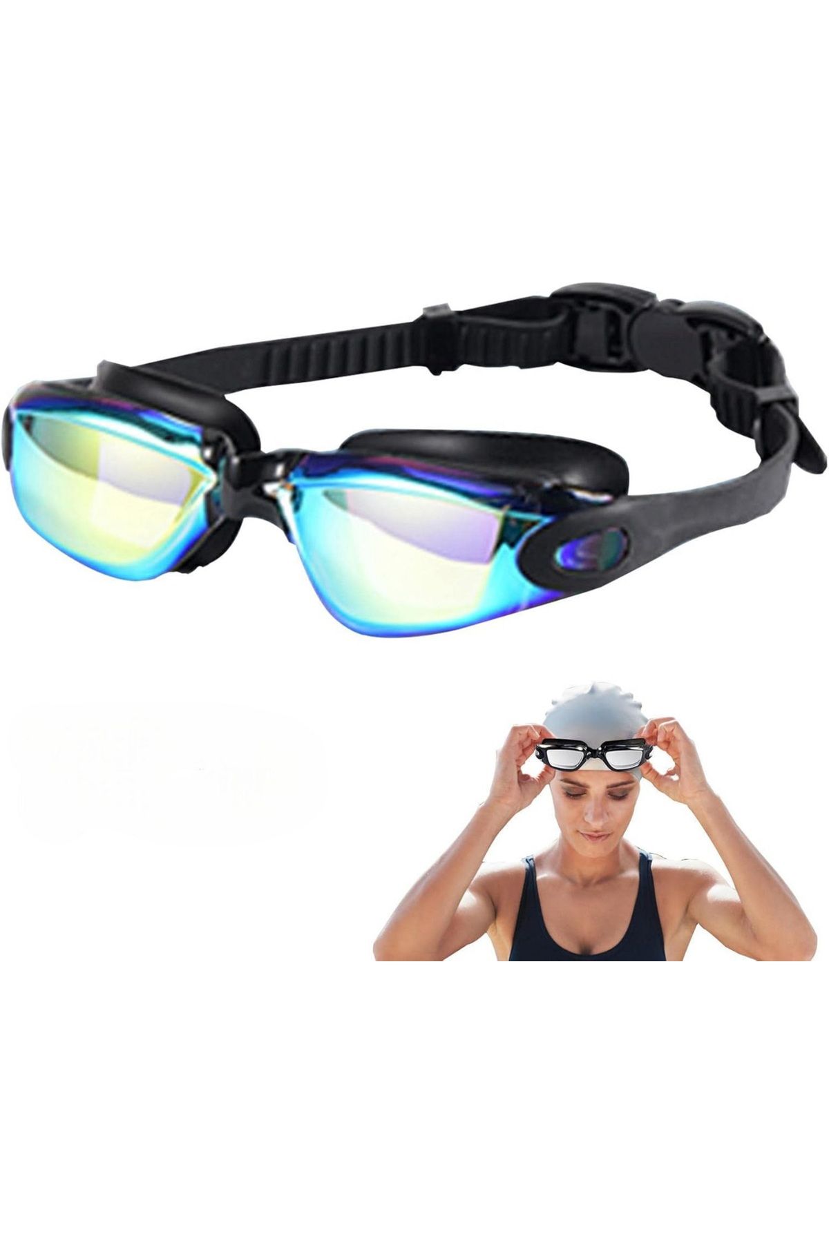 MAİN SHOP Profesyonel Yüzücü Gözlüğü Buğu Yapmaz Ayarlanabilir Havuz ve Deniz Yüzme Gözlüğü + 14 Yaş M-G640DM