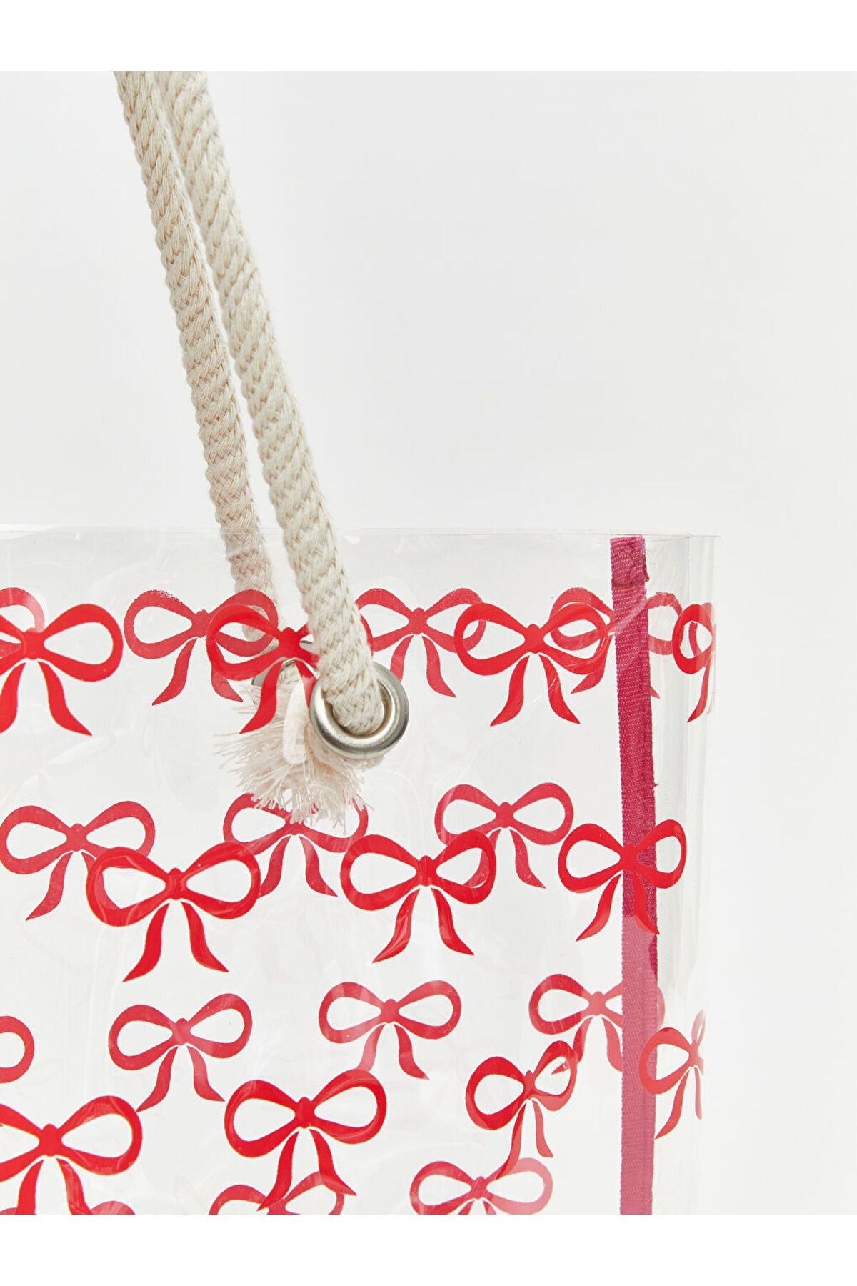 LC Waikiki-Colorless Bow Patterned Women's Beach Bag 3