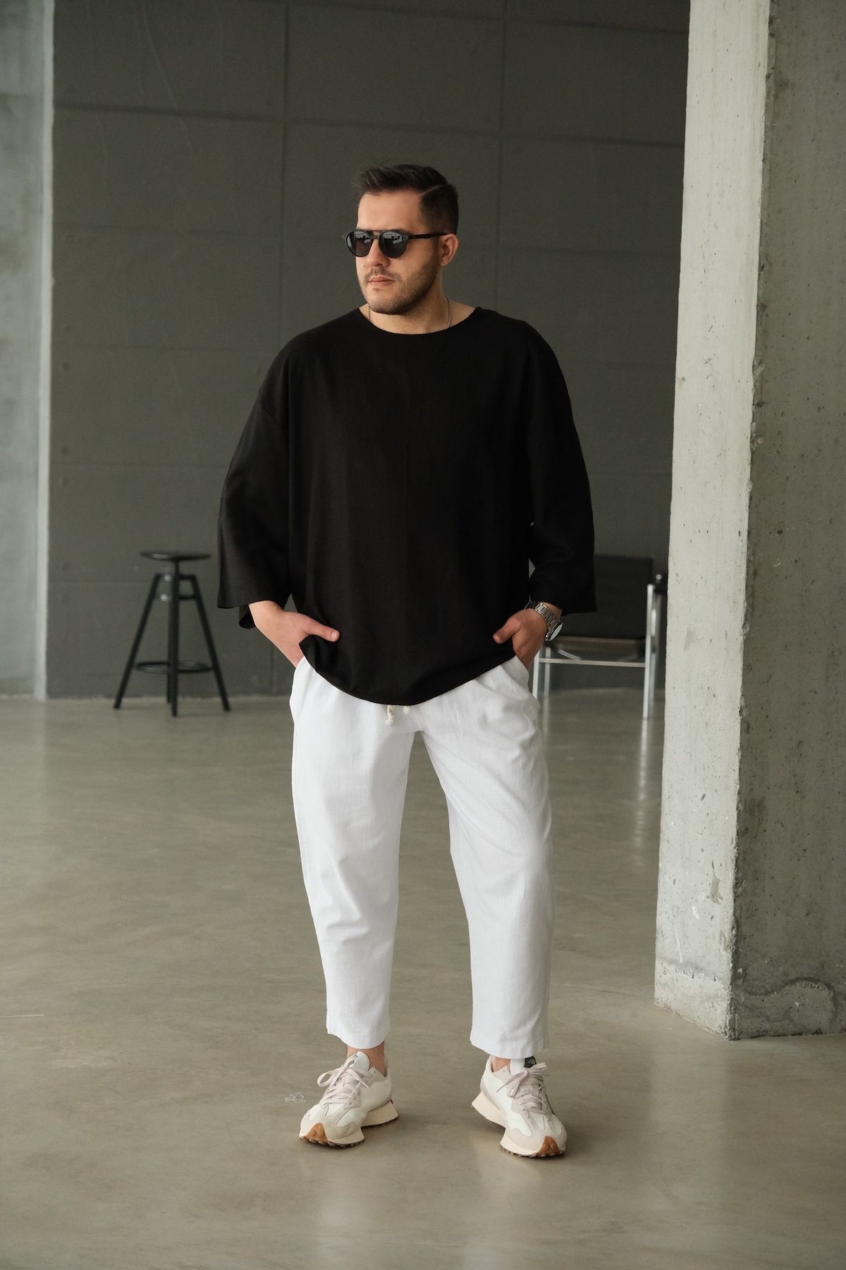 RAMFASHİON Siyah Fakir Kol T-Shirt