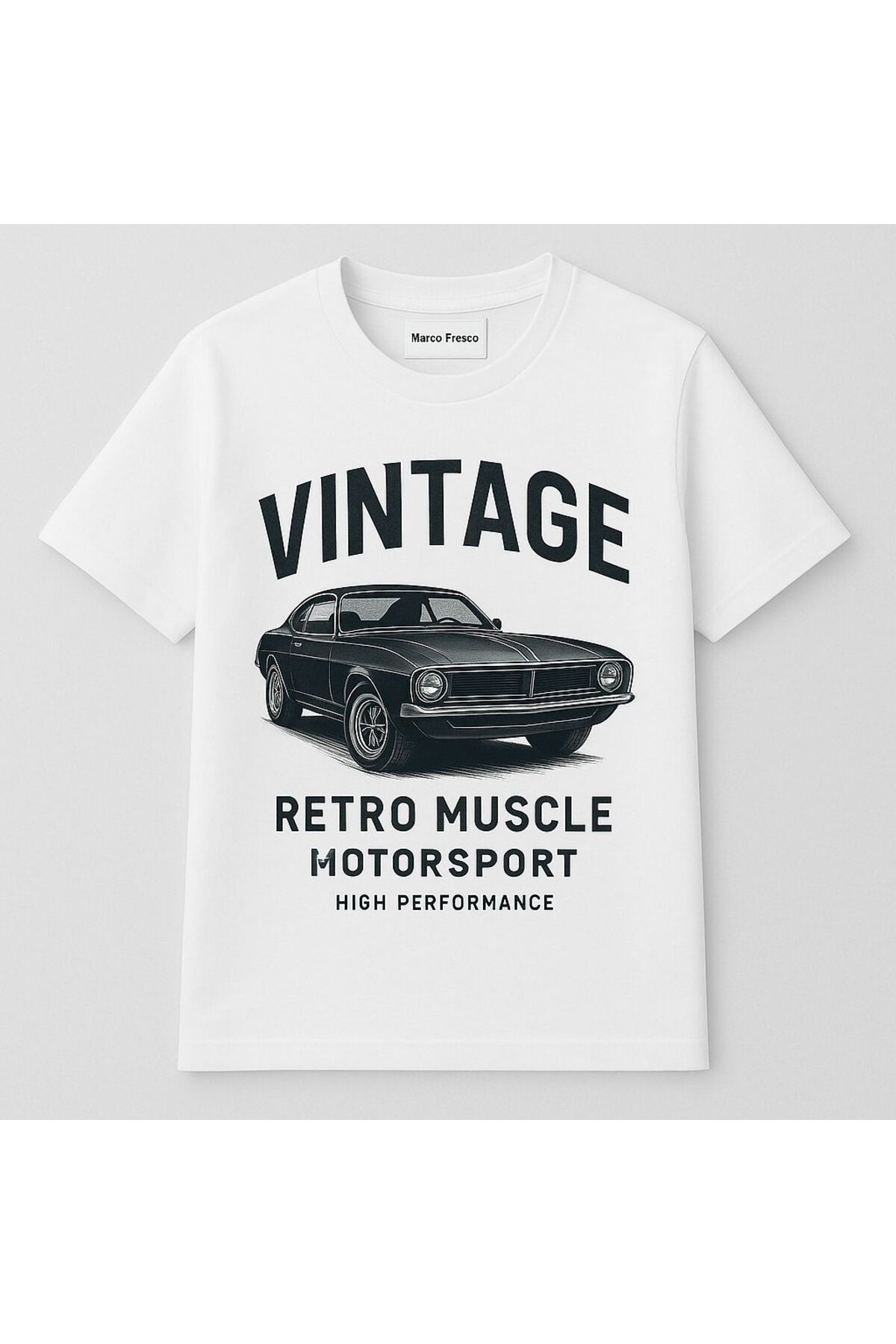 Marco Fresco Unisex Vintage Car Baskılı Oversize Tshirt