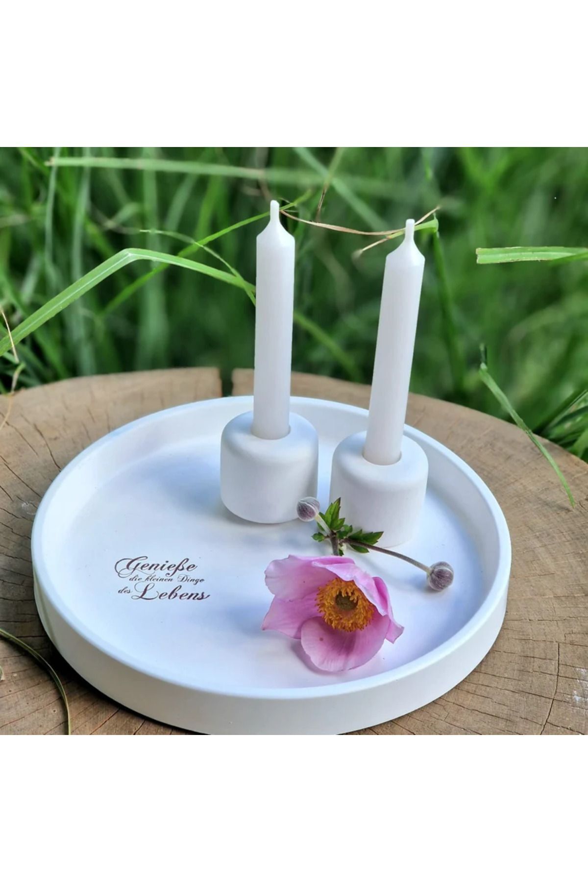 SerenityHaven Dekoratif Çok amaçlı Yuvarlak Sunum Tepsisi Takı Tabağı, Organizer Tabak Mum altlığı 25 cm 2 cm