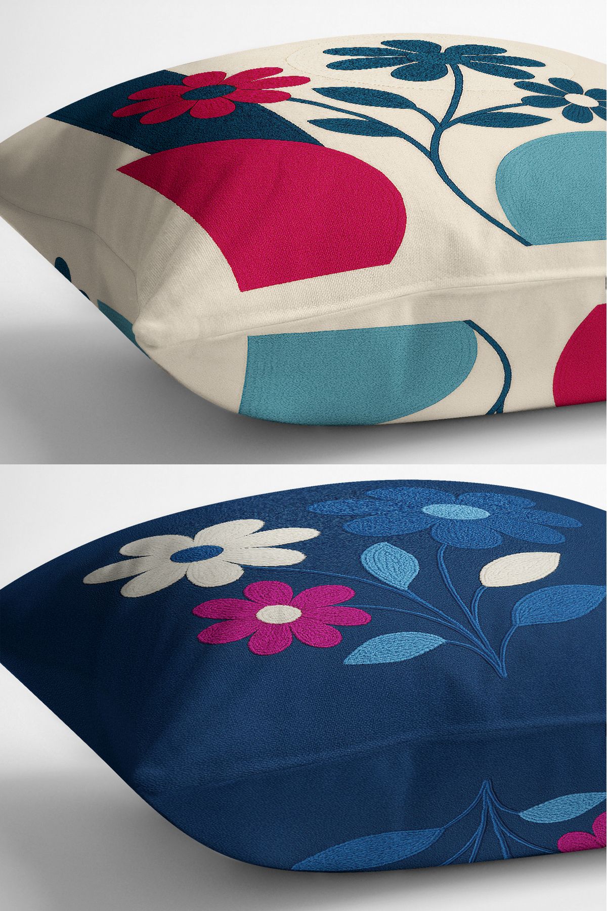 Bertille Home-Set de 3 huse de pernă cu imprimare digitală pe două părți (aspect de broderie cu model de puncție) 6