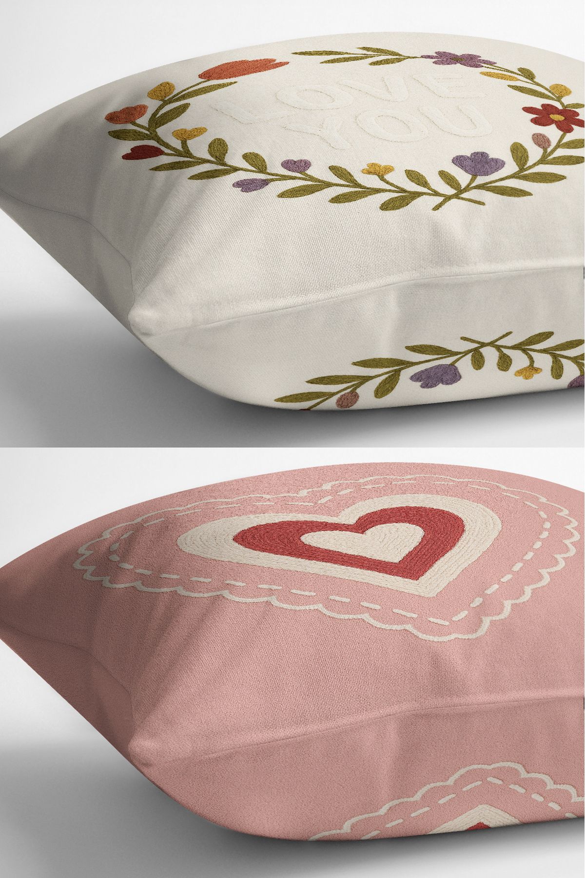 Bertille Home-Set de 3 huse de pernă cu imprimare digitală pe două părți (aspect de broderie cu model de puncție) 6
