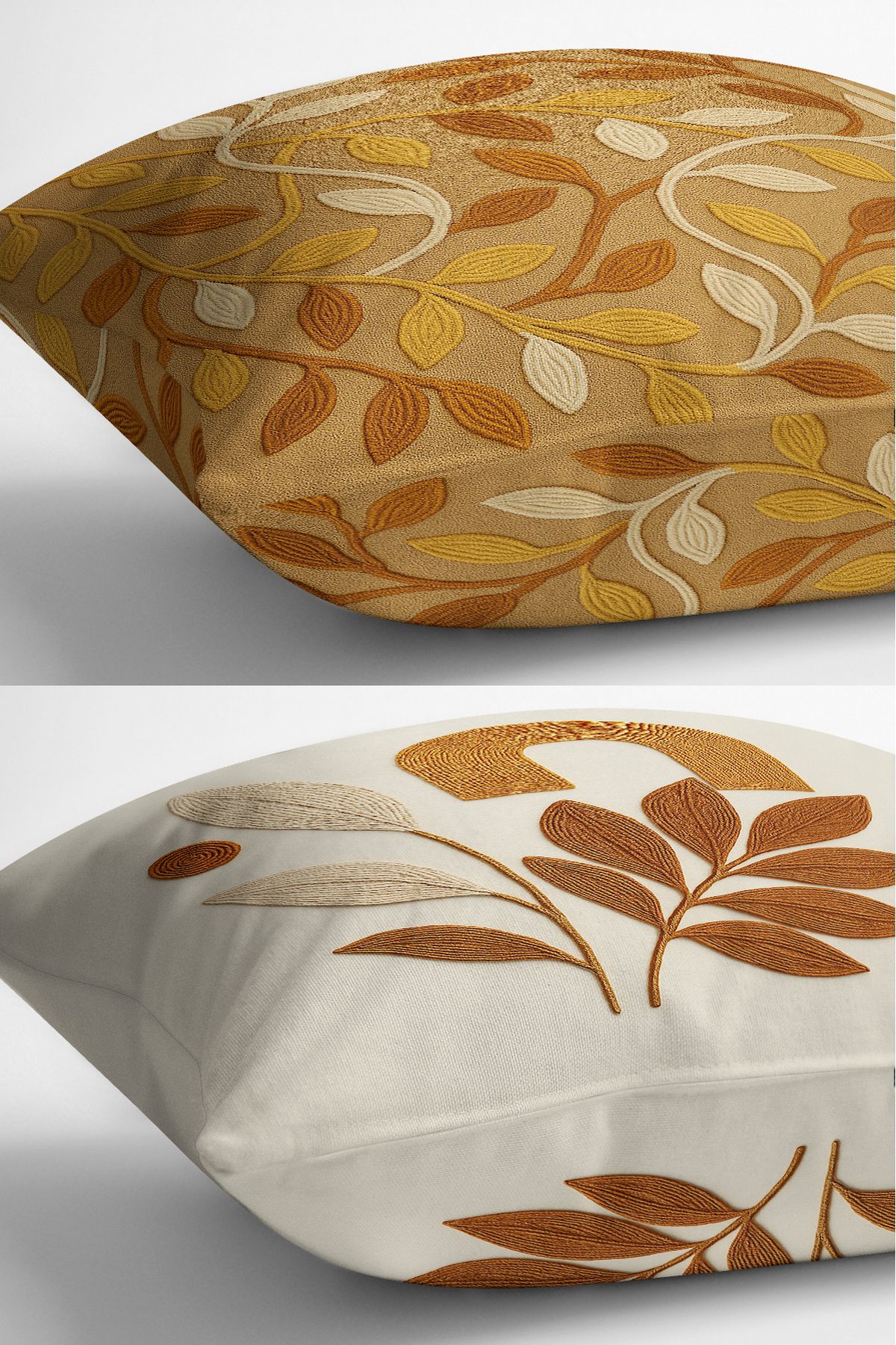 Bertille Home-Double Side Digital Printed Set of 4 Throw Pillow Covers (Punch/Punch Embroidery Pattern Look) 7