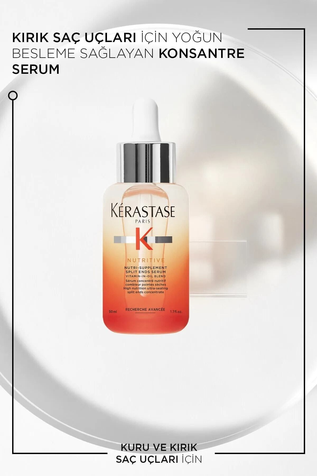Kerastase YENİ-354Nutritive Nutri Supplement 72 Saat Nemlendirme Sağlayan Besleyici Kırık Uç Serumu 50 mL EVA
