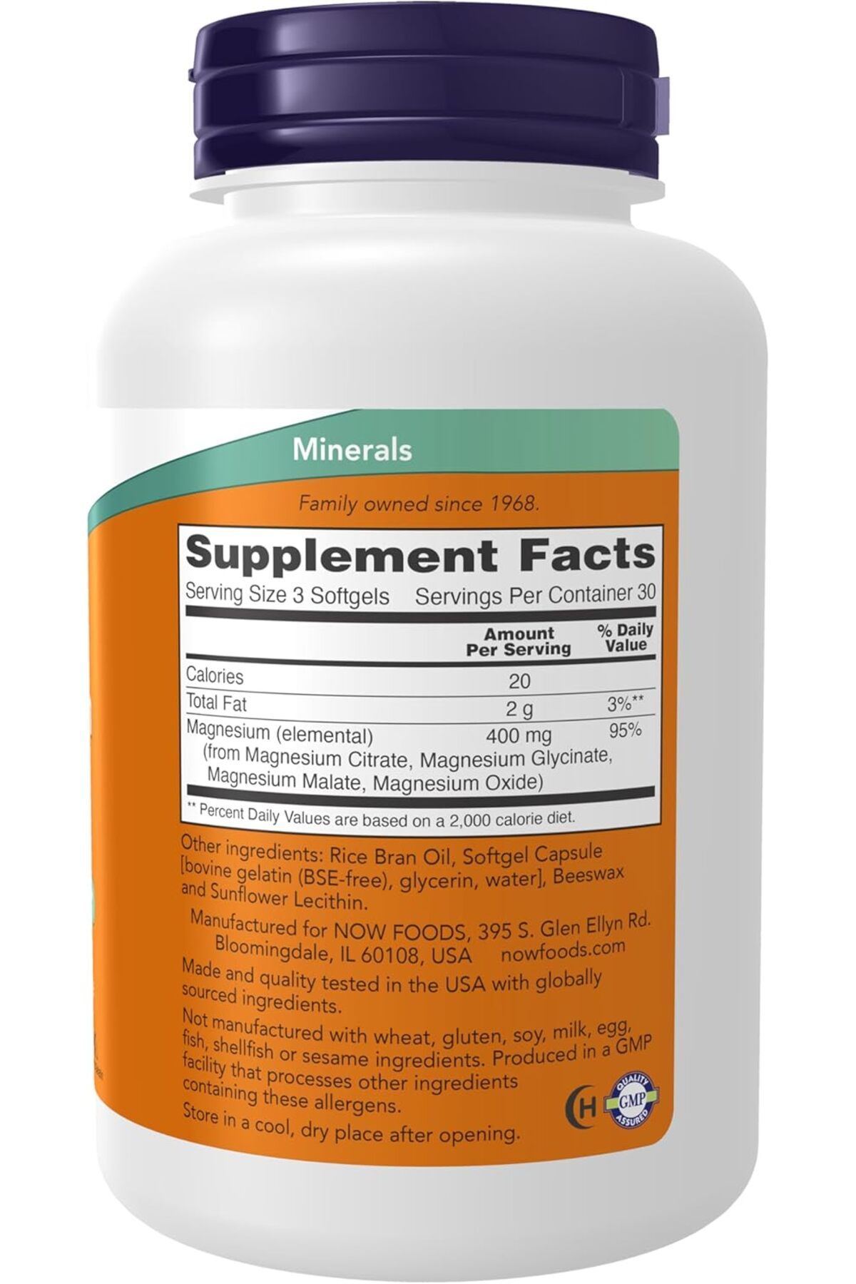 Now-Magnesium Citrate, with Glycinate & Malate, Nervous System Support 90 Softgels 2