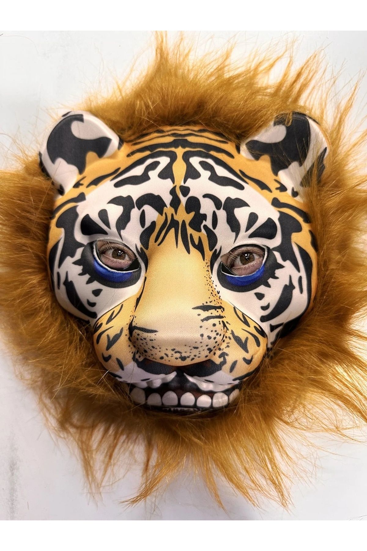 BIGBOYCL Kahverengi Yeleli Saçlı Peluş Aslan Maskesi Mega Peluş 23 No
